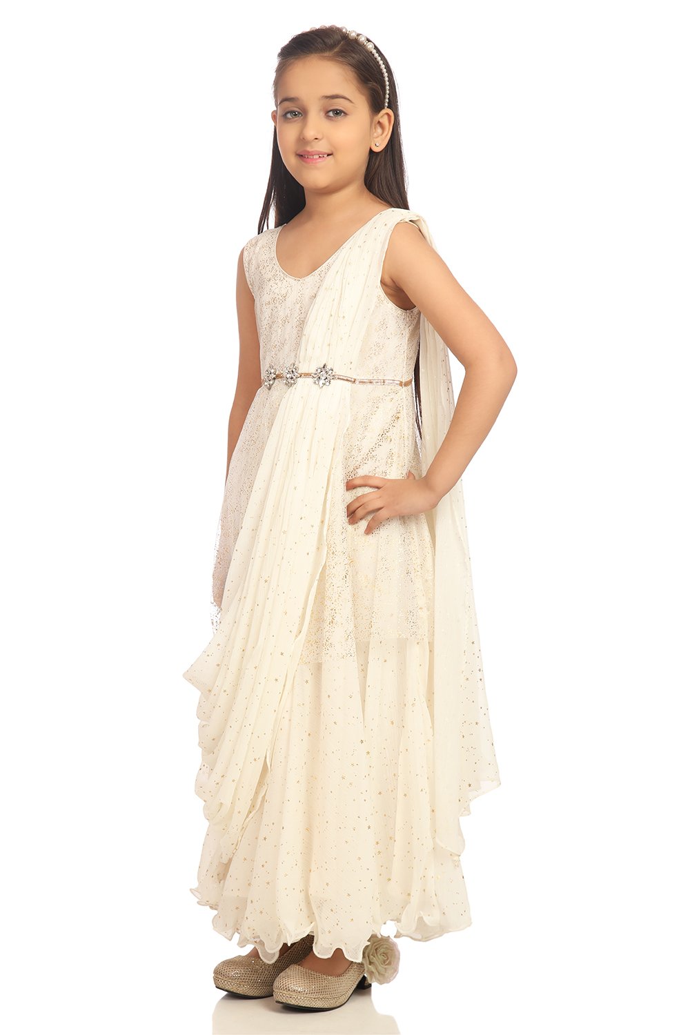 Ivory Anarkali Nylon Gown image number 2