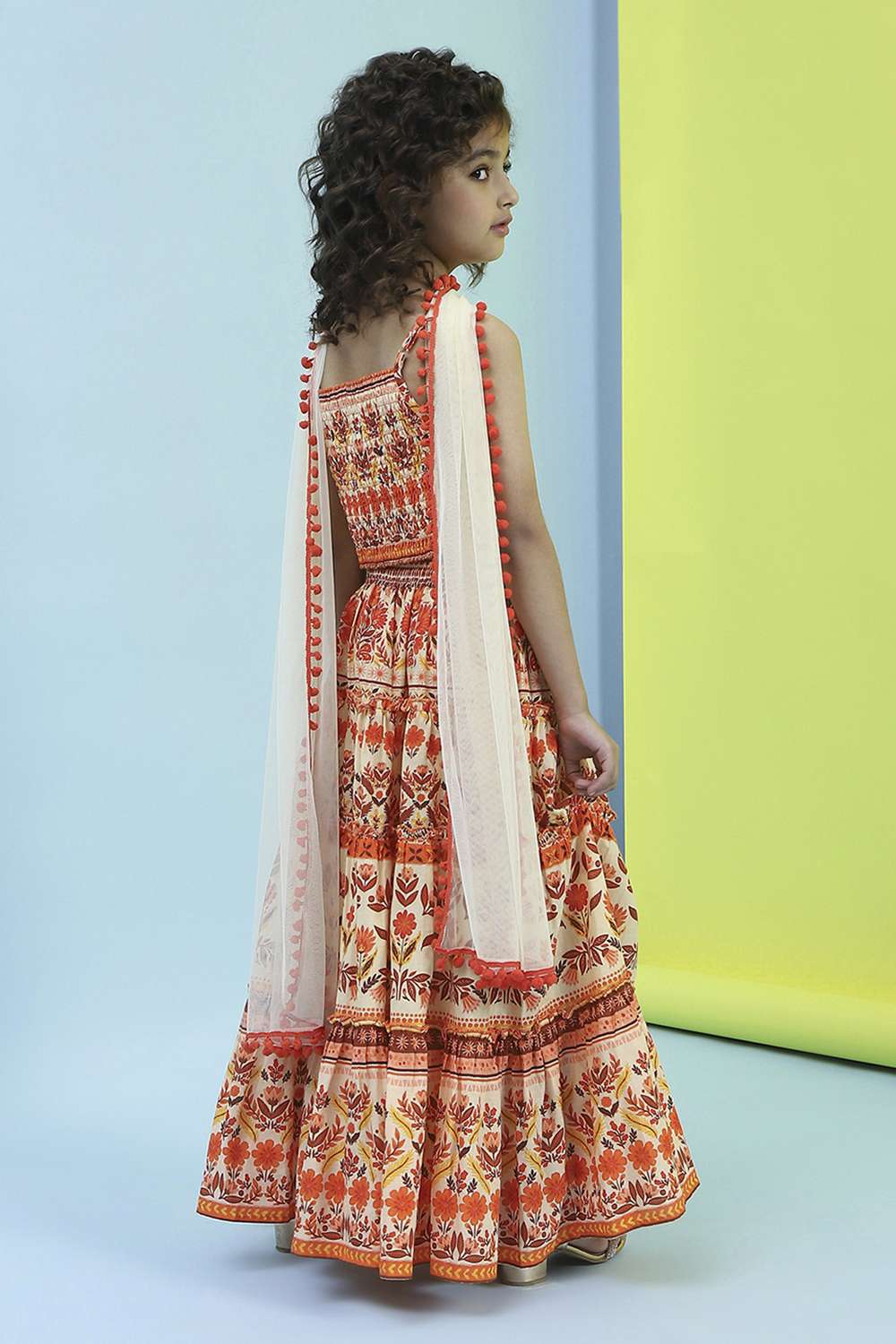 Multicolor Cotton Lehenga Set image number 4