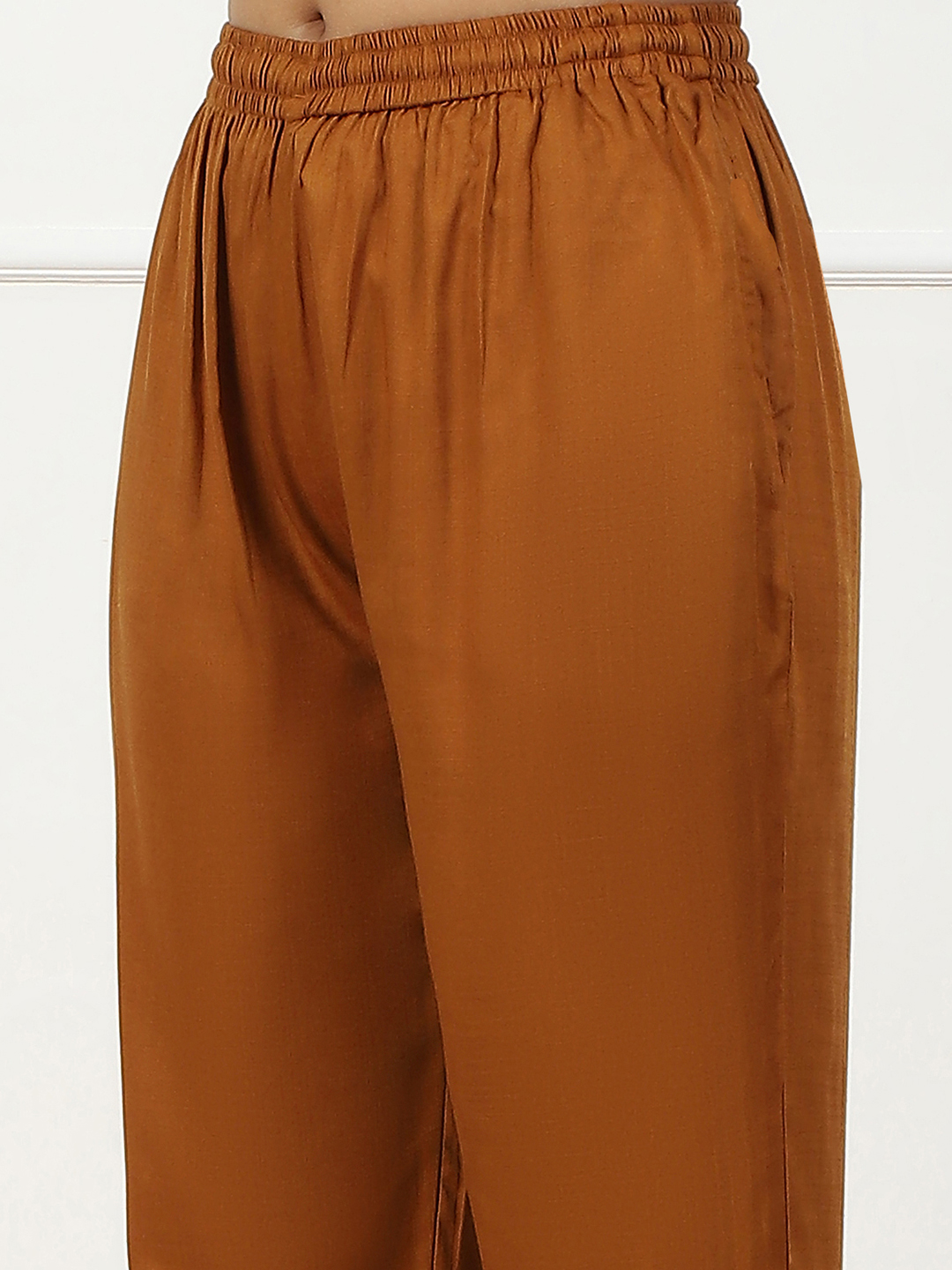 Tan Brown Mid-Rise Straight Palazzo image number 1