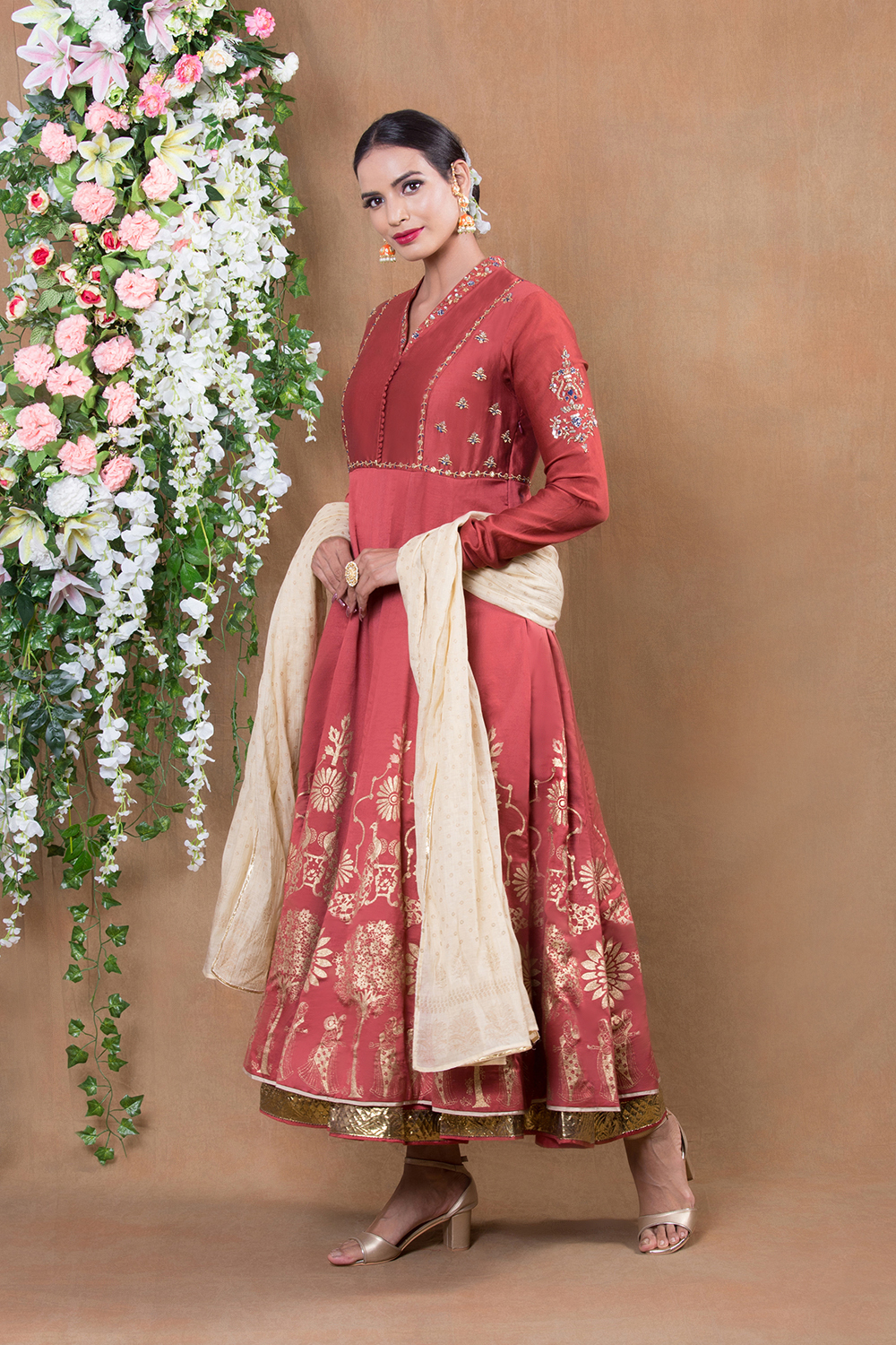 Blue Chanderi Silk Suit Set By Anju Modi image number 4