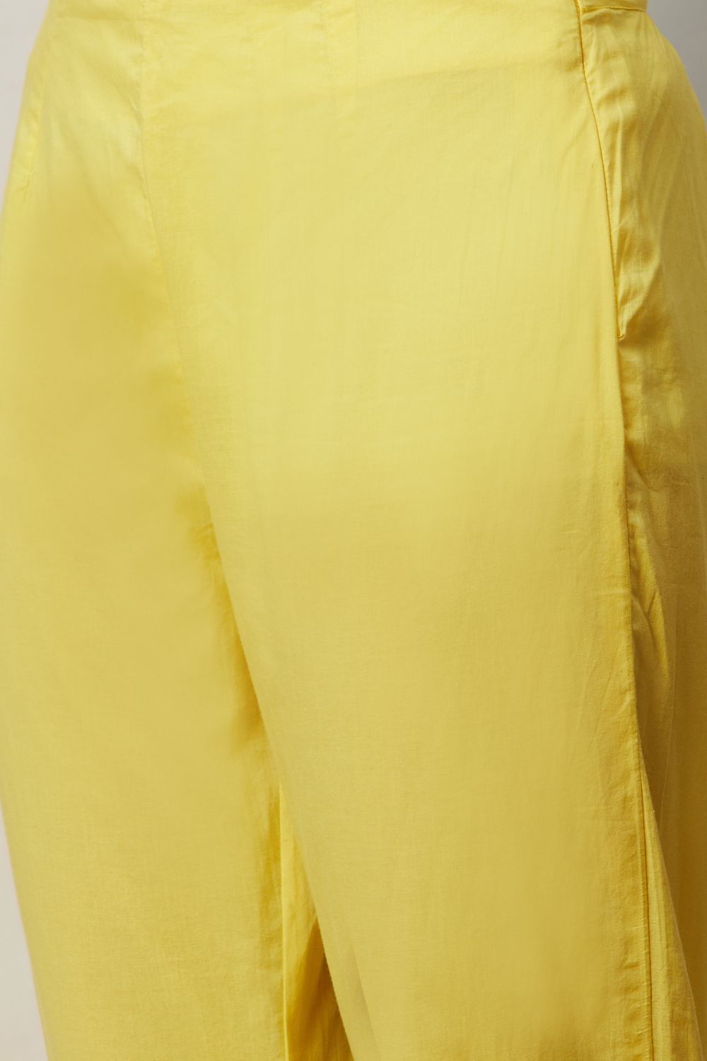 Lime Yellow Cotton Straight Kurta Slim Pant Suit Set image number 4