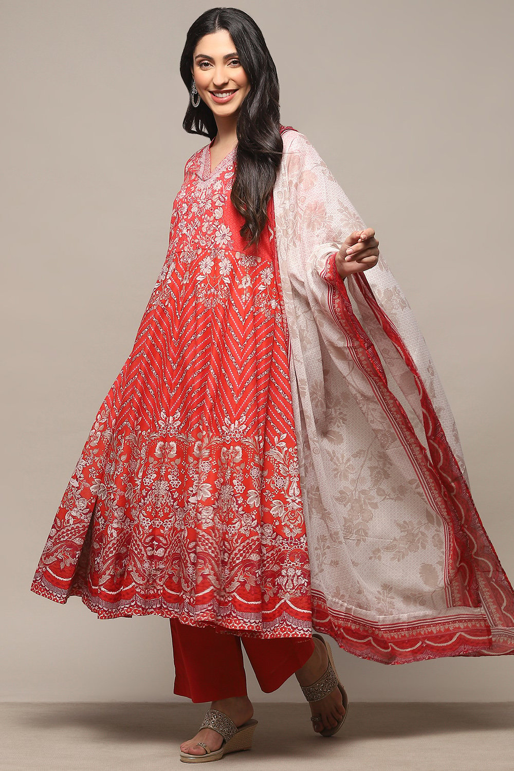 Indigo Cotton Anarkali Suit Set image number 7