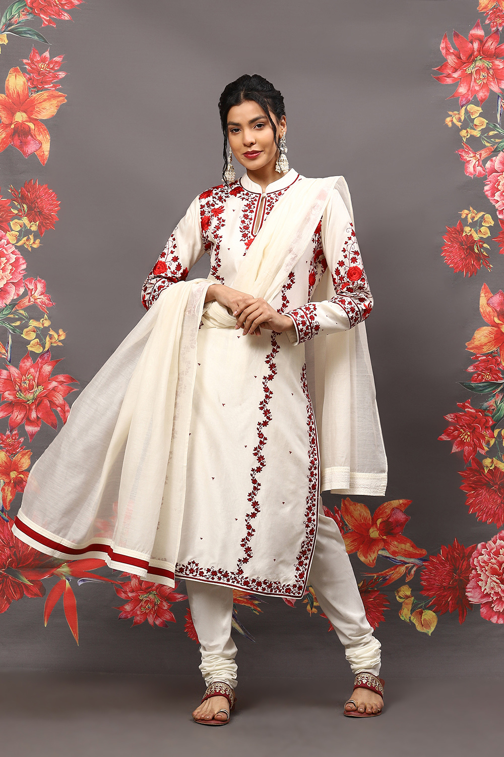 Rohit Bal Off White Cotton Blend Straight Kurta Suit Set image number 0