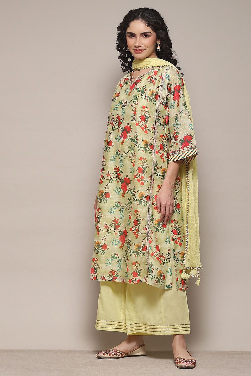 Pink & Purple Cotton Blend Kalidar Kurta Palazzo Suit Set image number 4