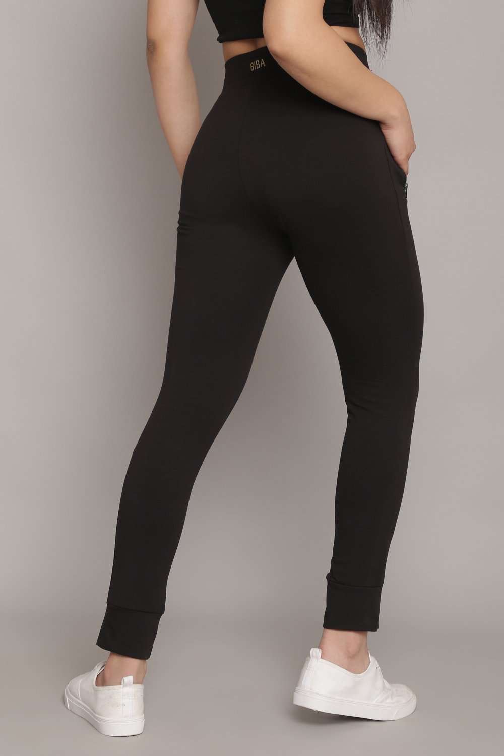 Charcoal Melange Knitted Cotton Blend Joggers image number 6