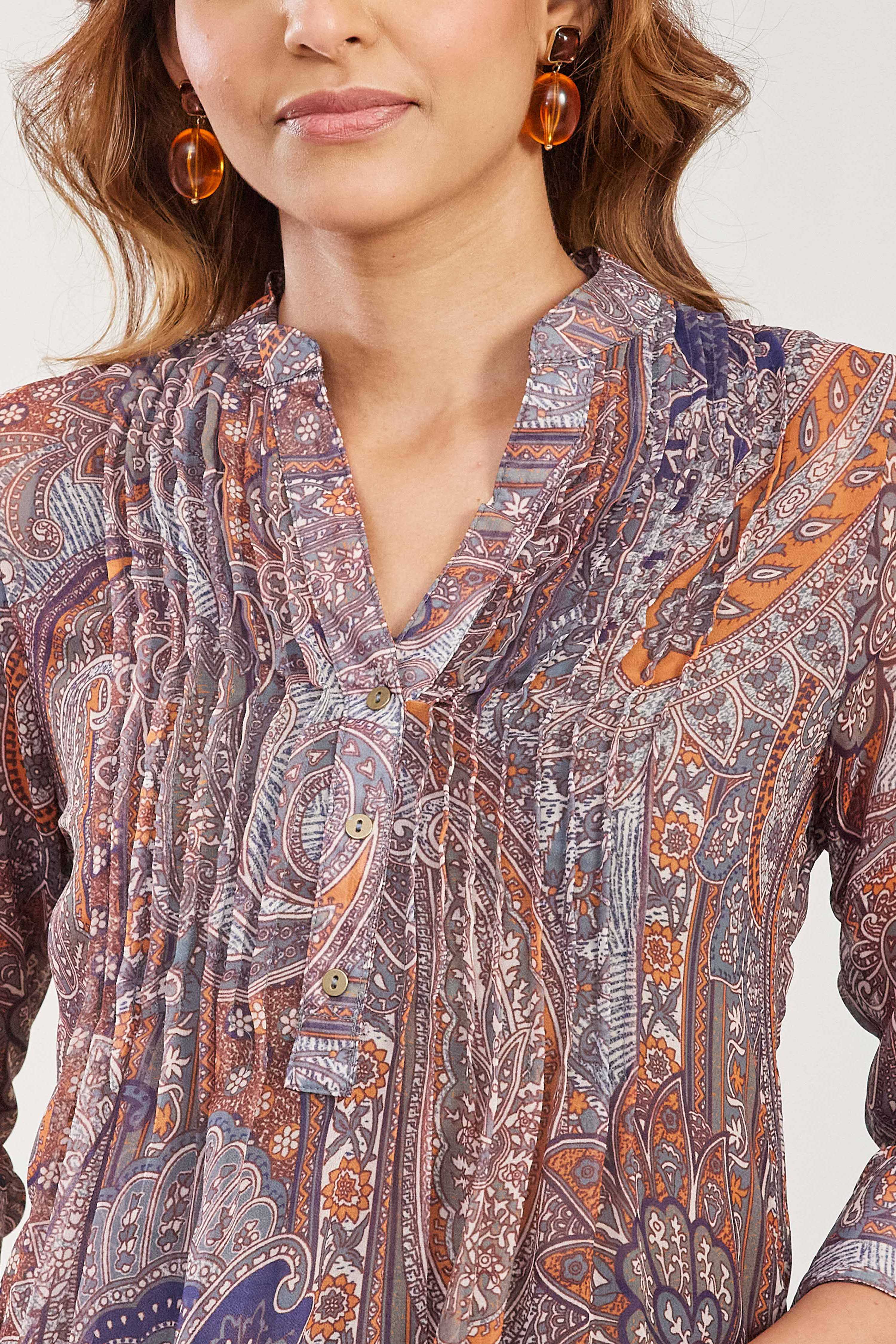Brown Polyester Printed Straight Kurta image number 1