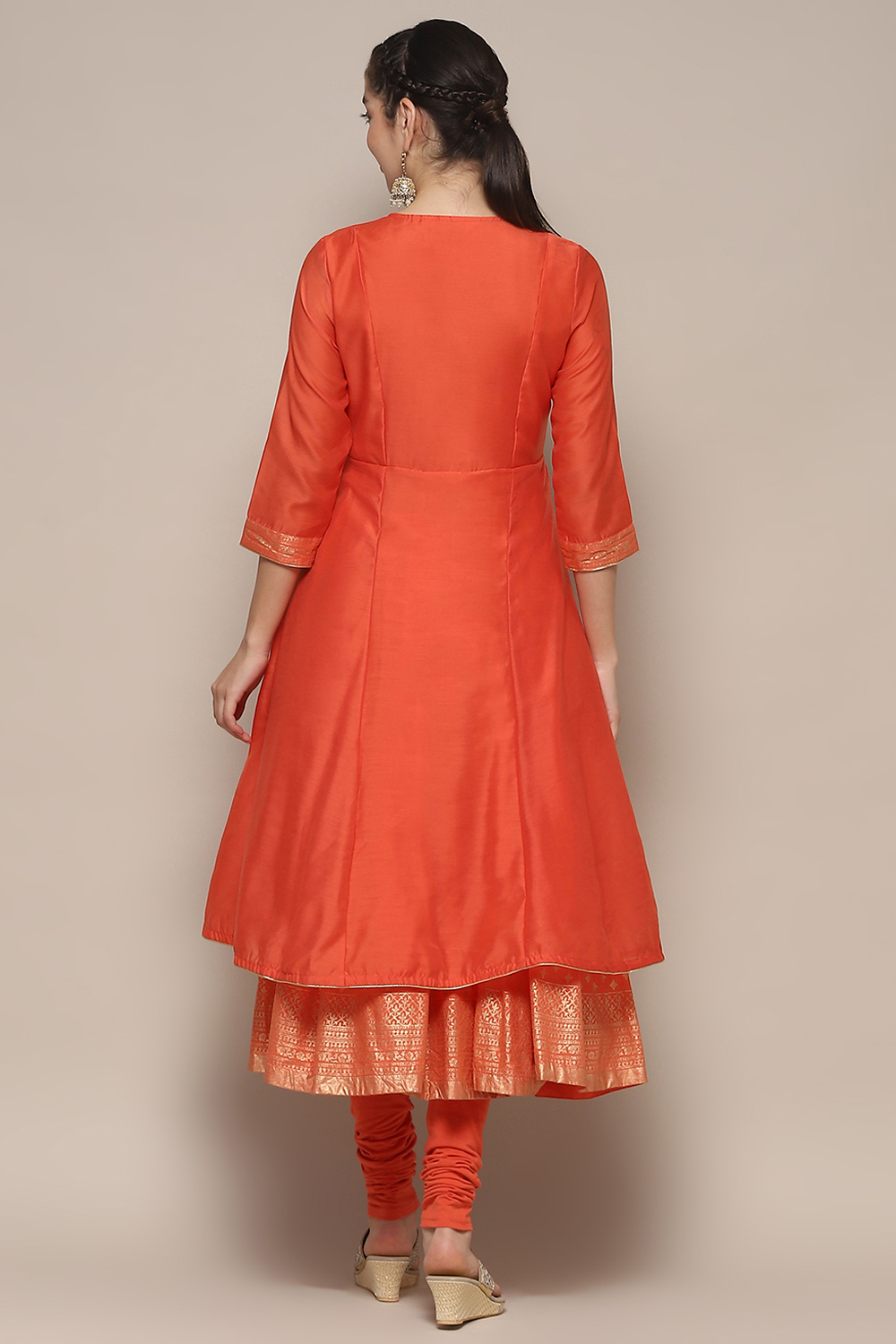 Violet Jersey Anarkali Kurta Churidar Suit Set image number 5