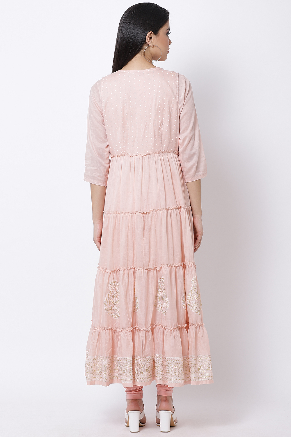 Grey Cotton A-Line Printed Dress image number 1