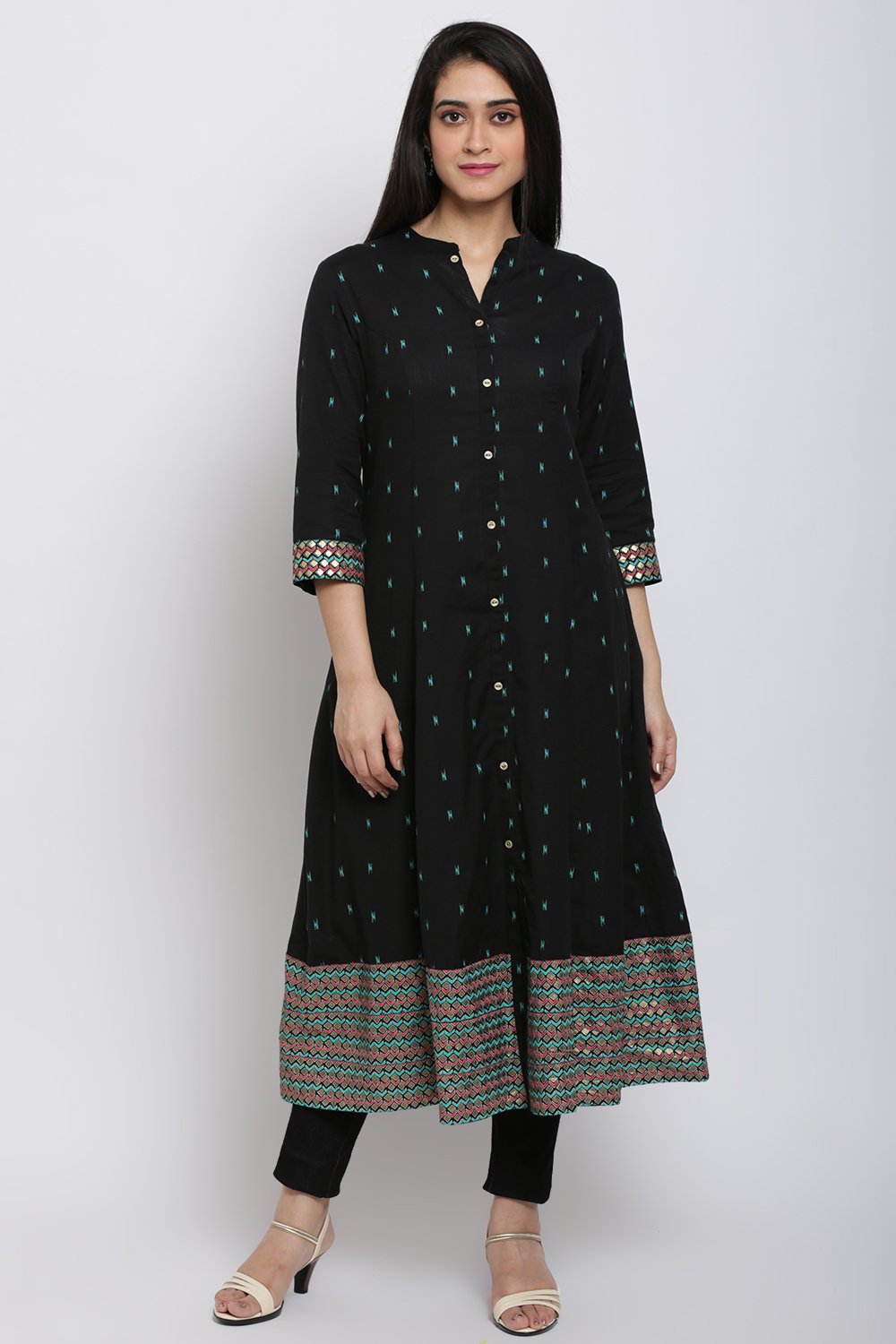 Pink Cotton Blend A-Line Printed Kurta image number 3