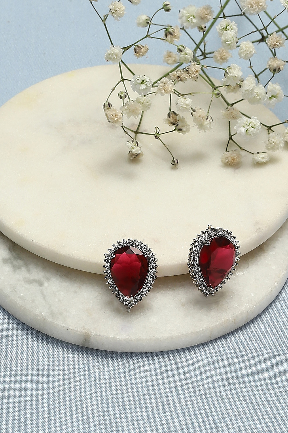 Ruby Red Brass Earrings image number 0
