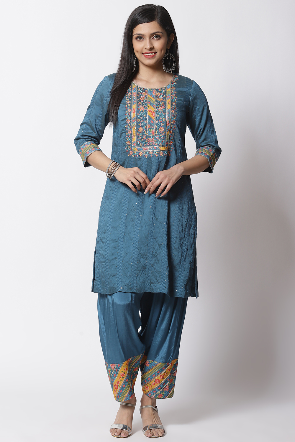 Blue Viscose Straight Kurta Set image number 6