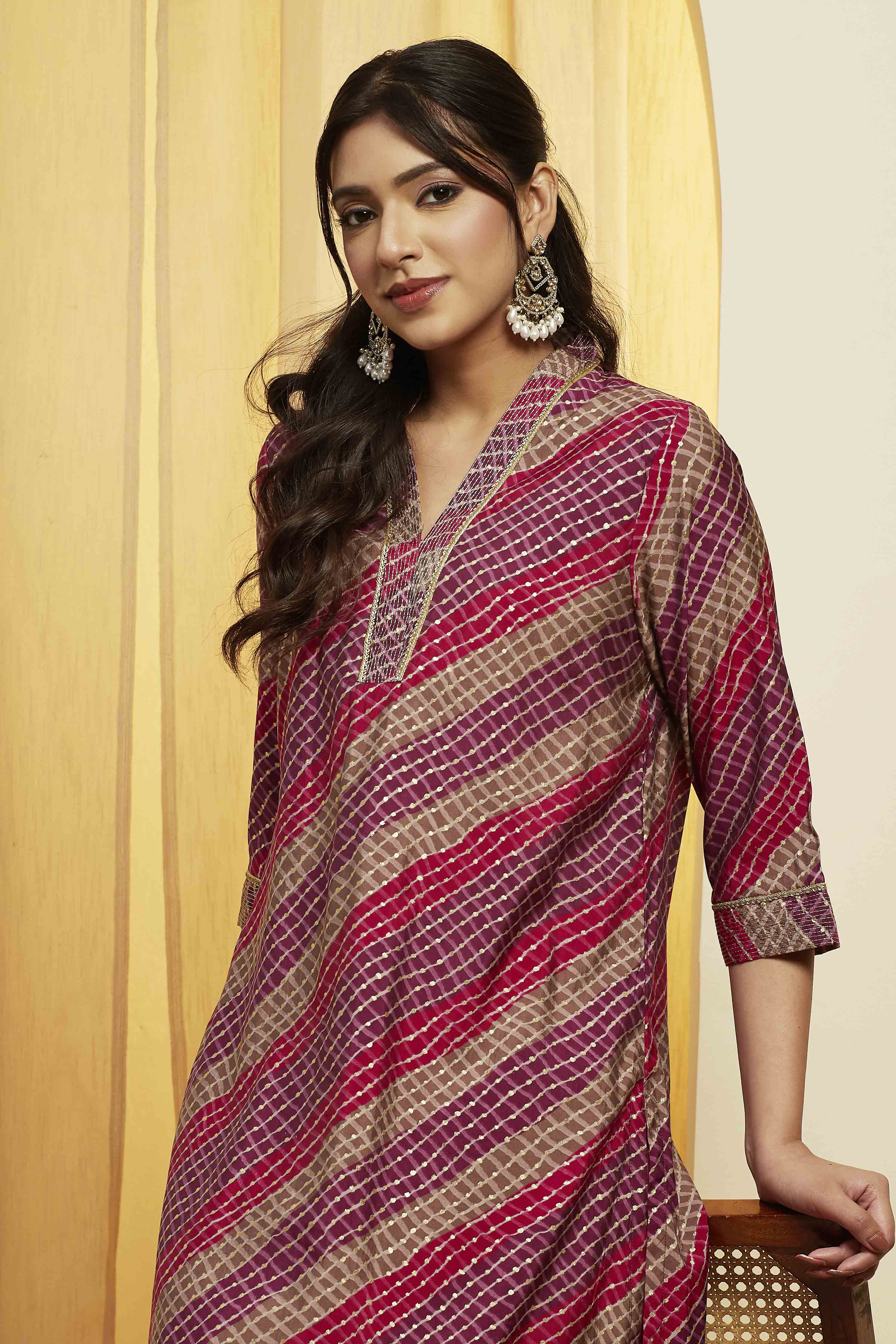 Purple Poly Viscose Straight Kurta image number 1