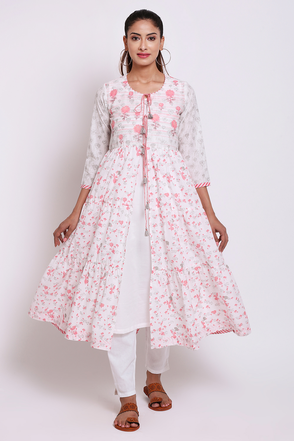 White Cotton Straight Printed Kurta image number 0