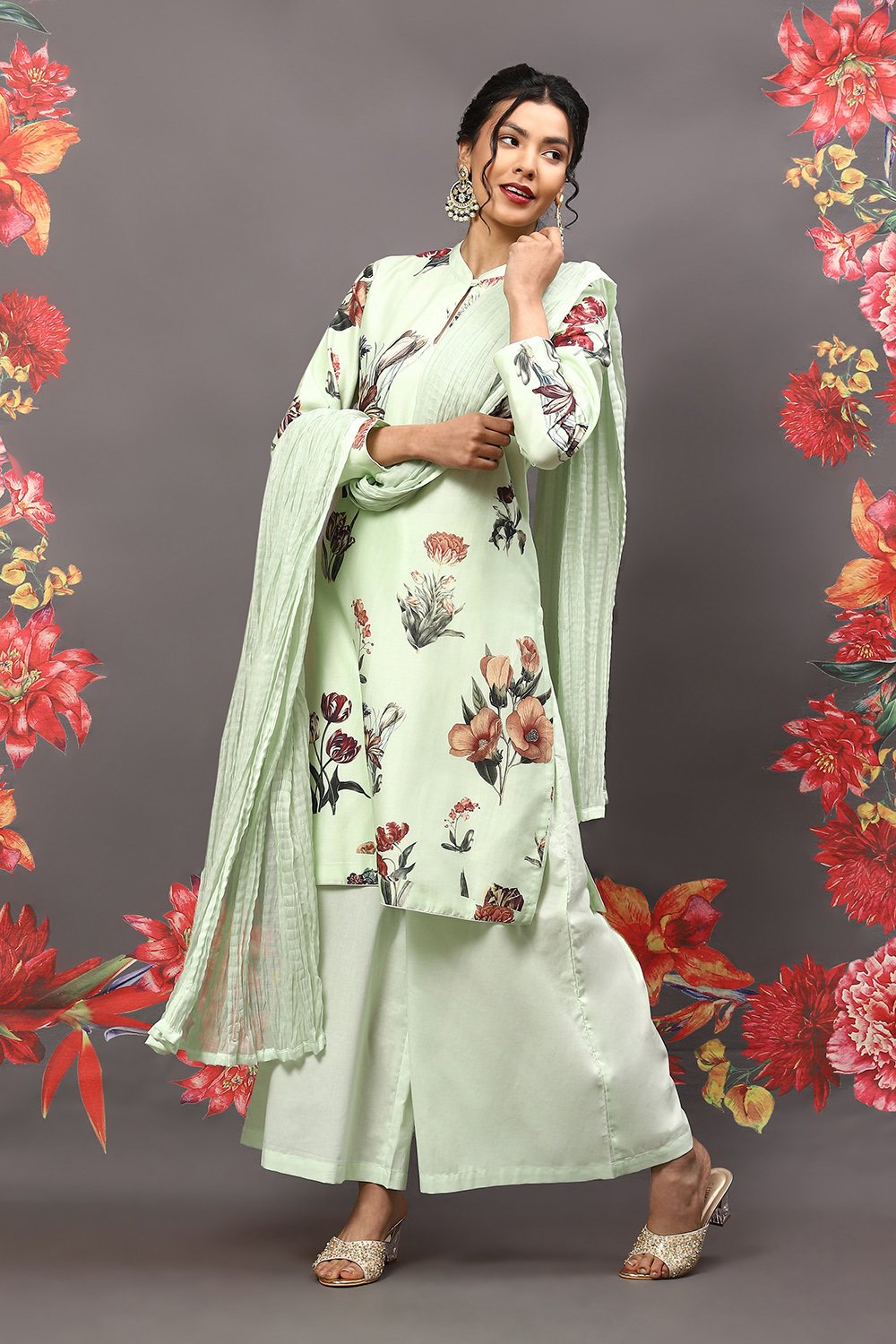 Rohit Bal Off White Cotton Blend Straight Kurta Suit Set image number 0