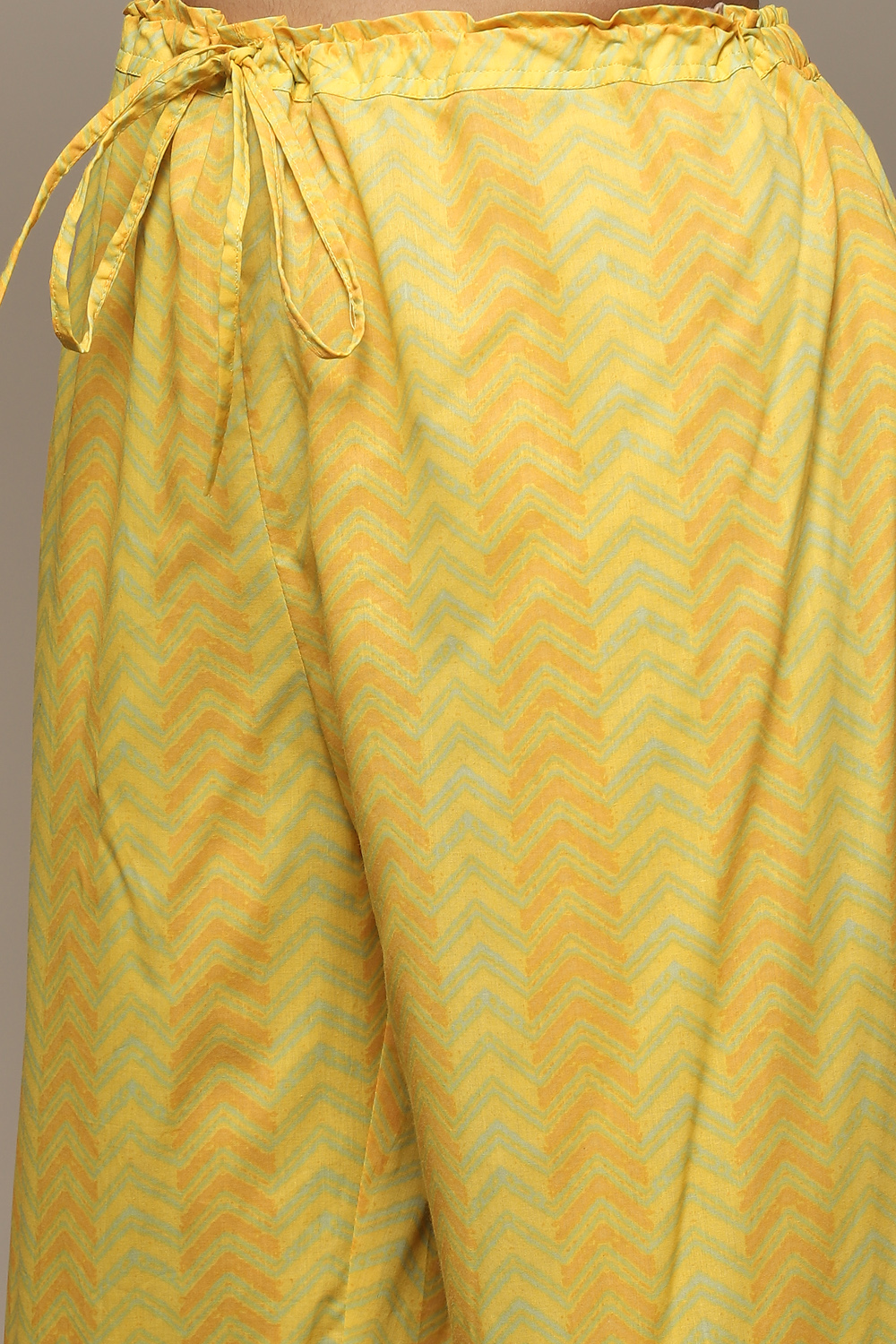 Yellow Cotton Straight Kurta Palazzo Suit Set image number 2