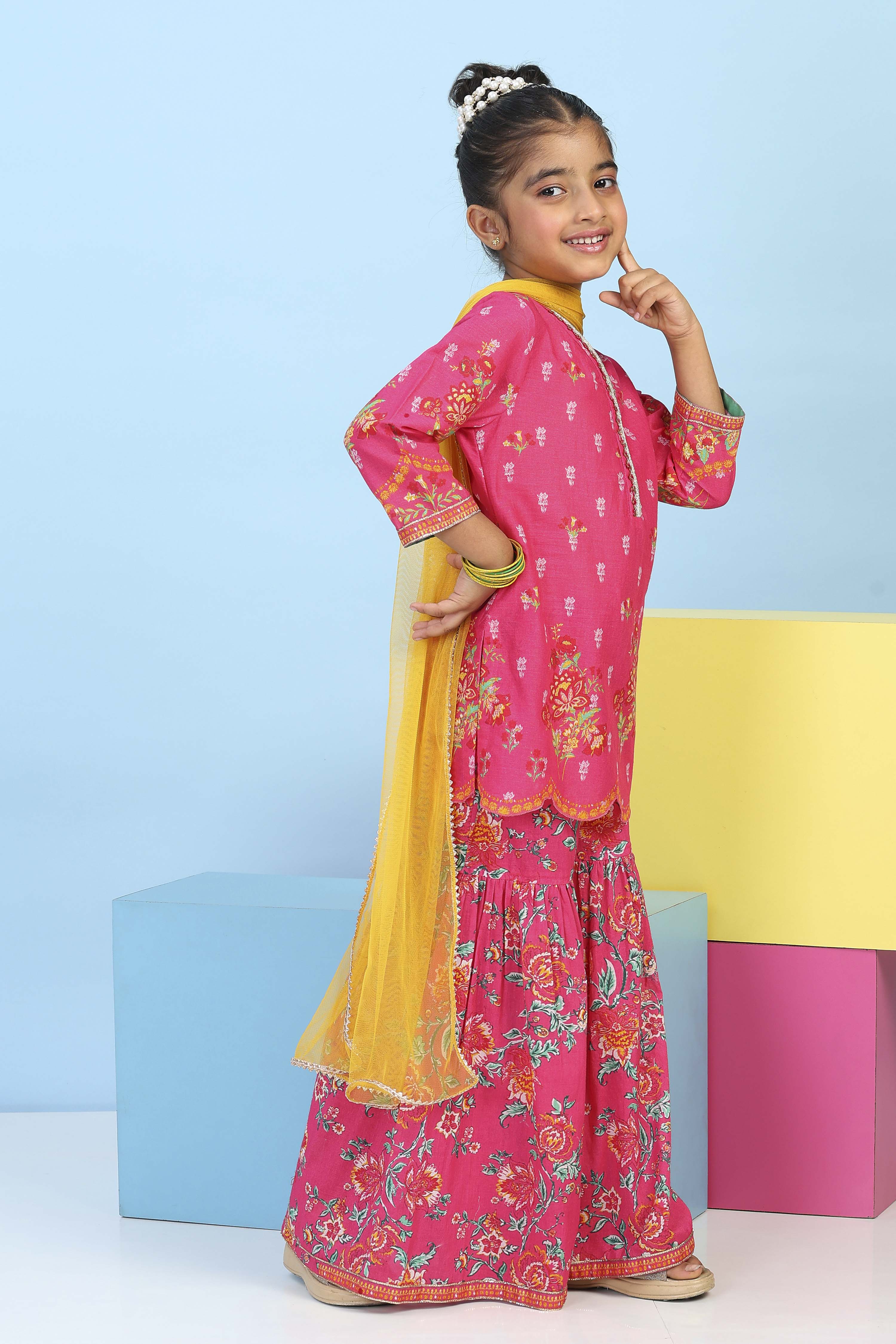 Pink Cotton Printed Straight Suit Set image number 4