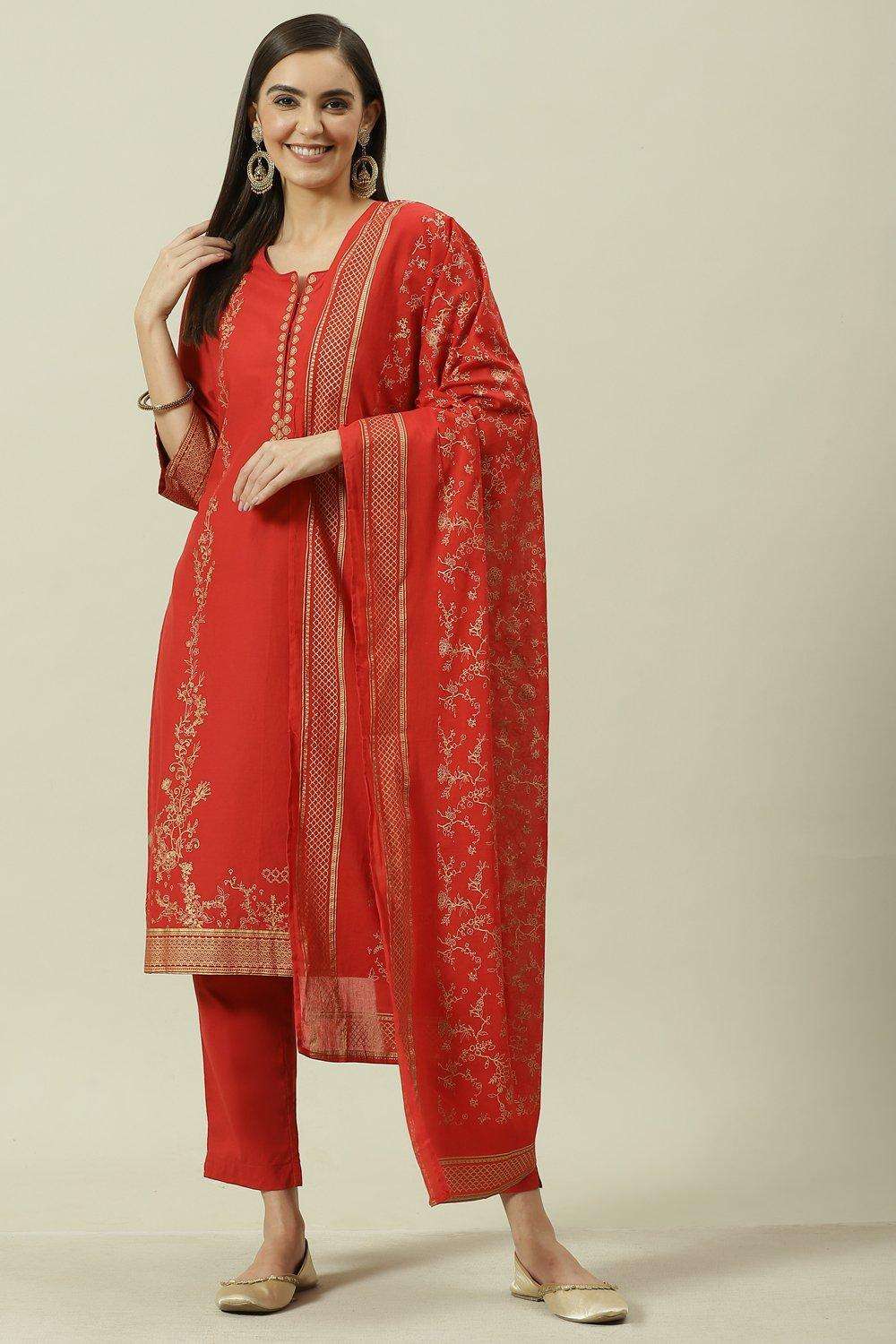 Teal Green Printed Cotton Straight Suit Set image number 0