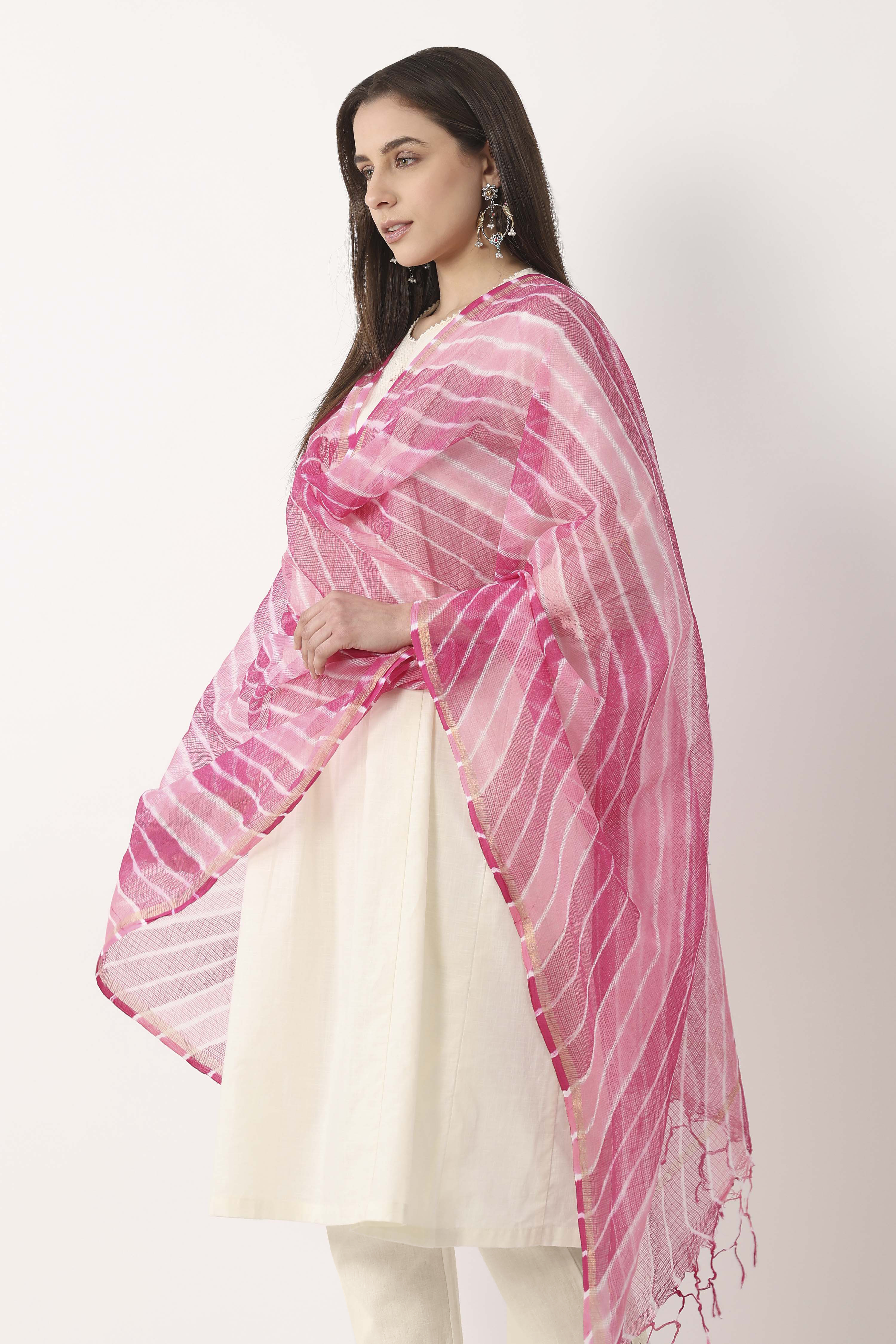Pink Cotton Dupatta image number 1