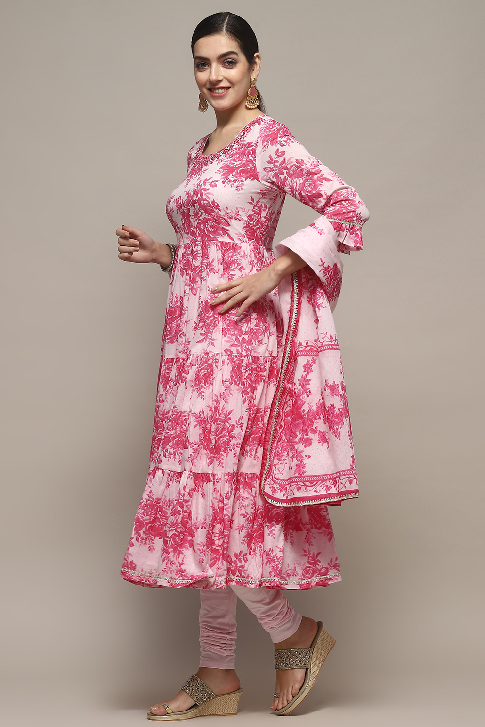 Pink Cotton Anarkali Suit Set image number 4