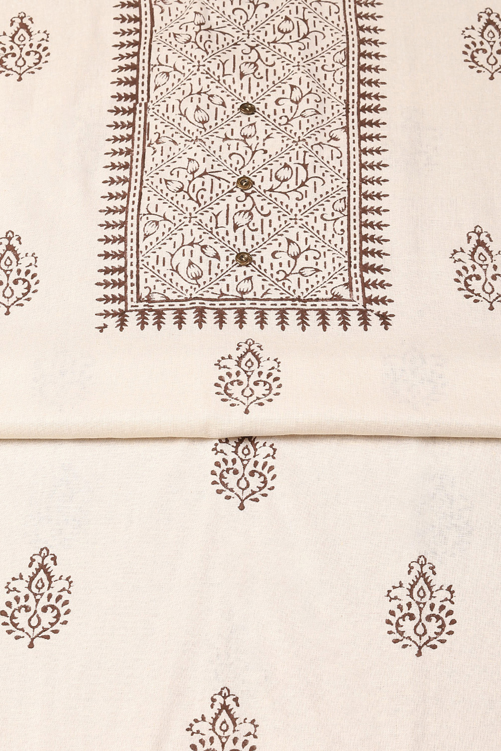 Beige Silk Blend Hand Embroidered Unstitched Suit Set image number 3