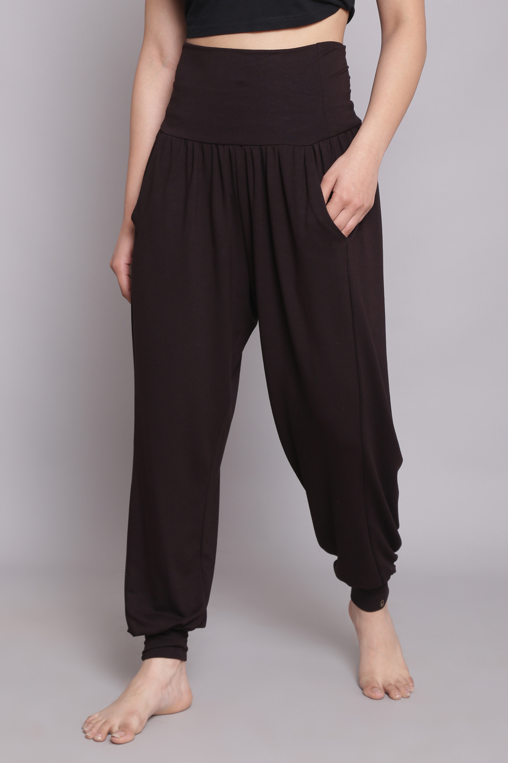 Teal Blue Viscose Blend Harem Pants image number 4