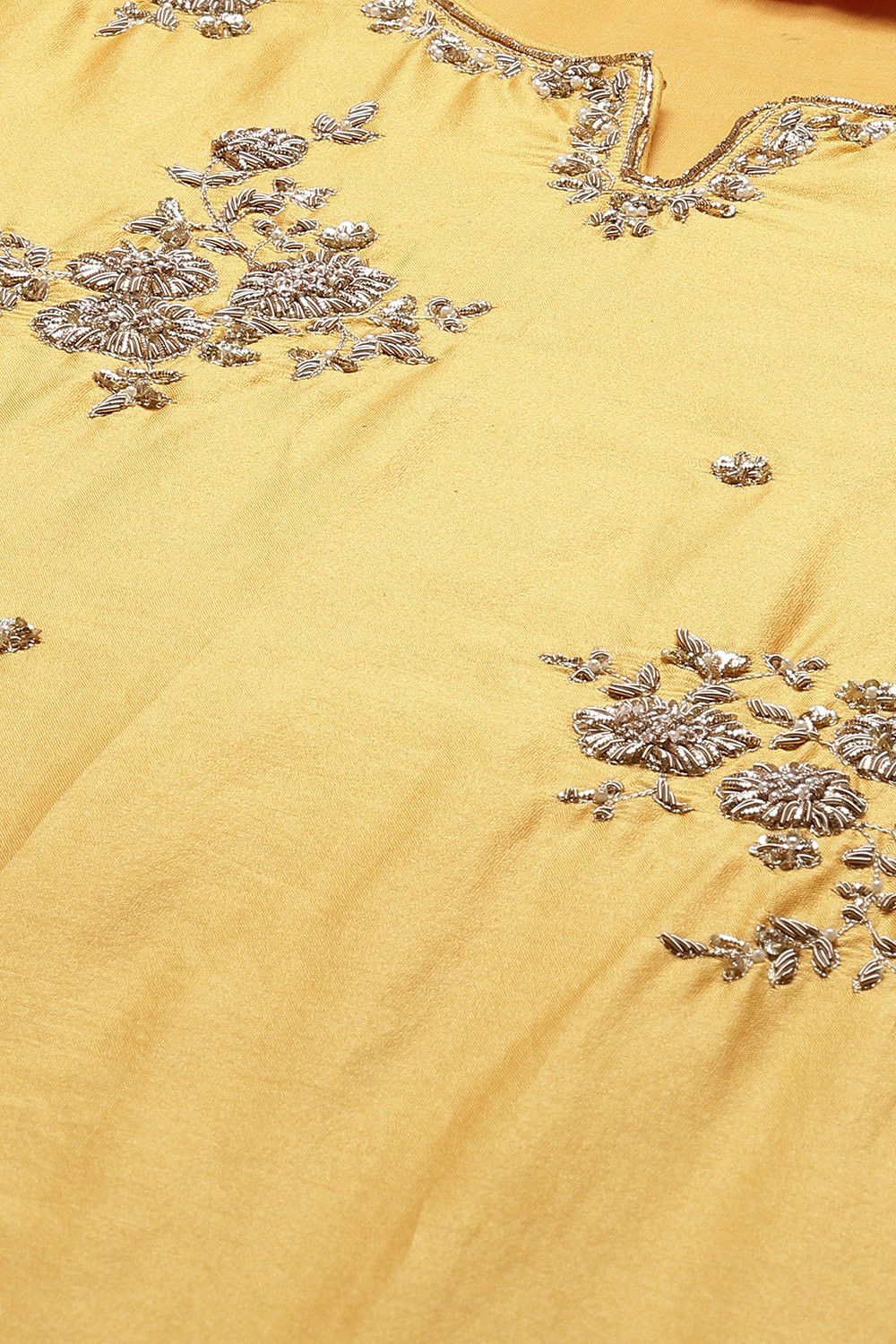 Mustard Cotton Silk Straight Kurta Sharara Suit Set image number 1