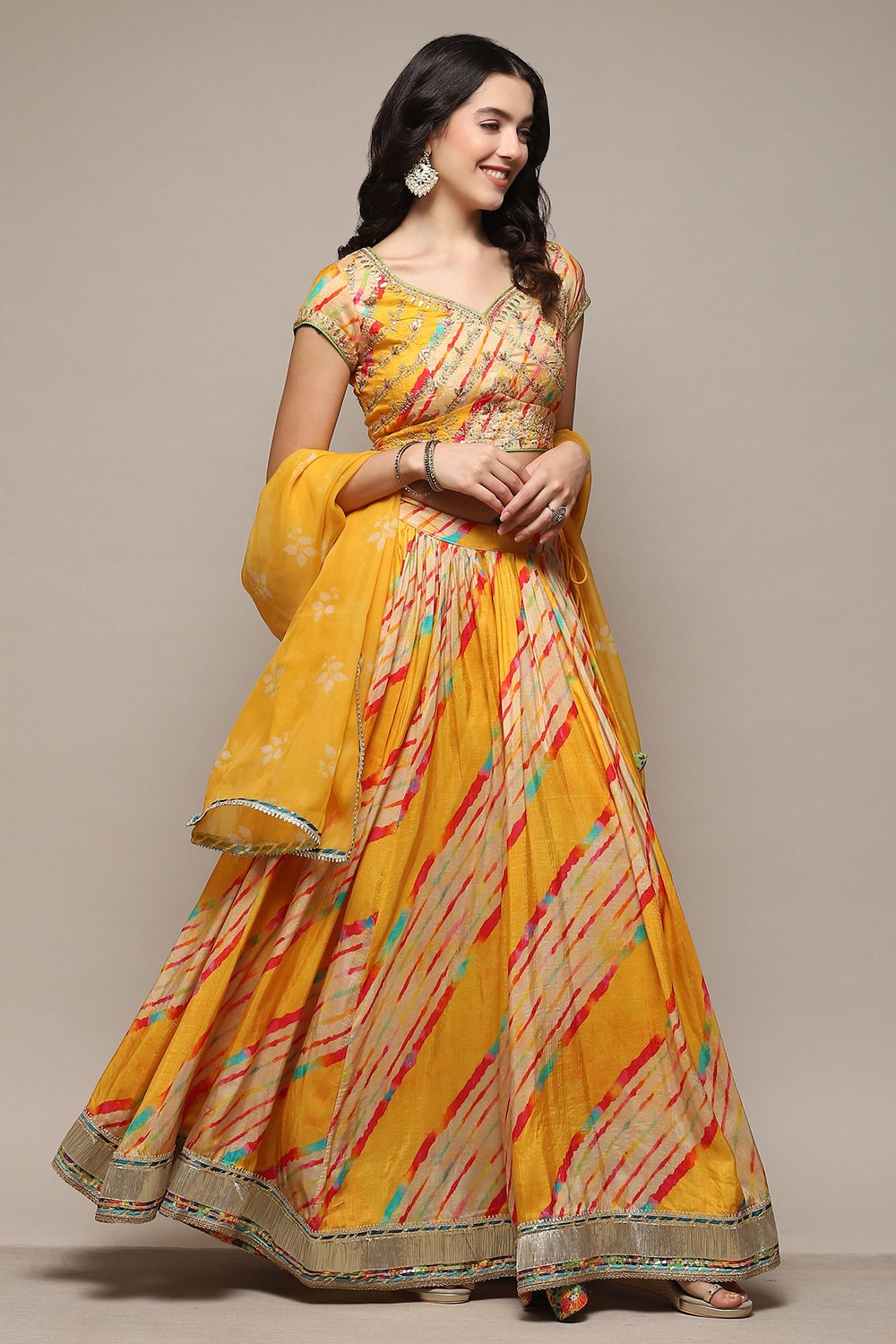 Yellow Polyester Straight Kurta Lehenga Set Kurta, Lehenga, Dupatta at ...