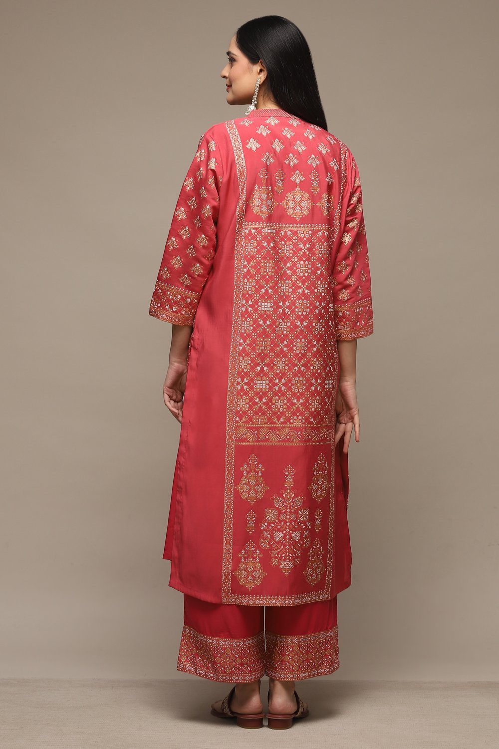 Pink Viscose Straight Printed 3 Piece Set image number 4