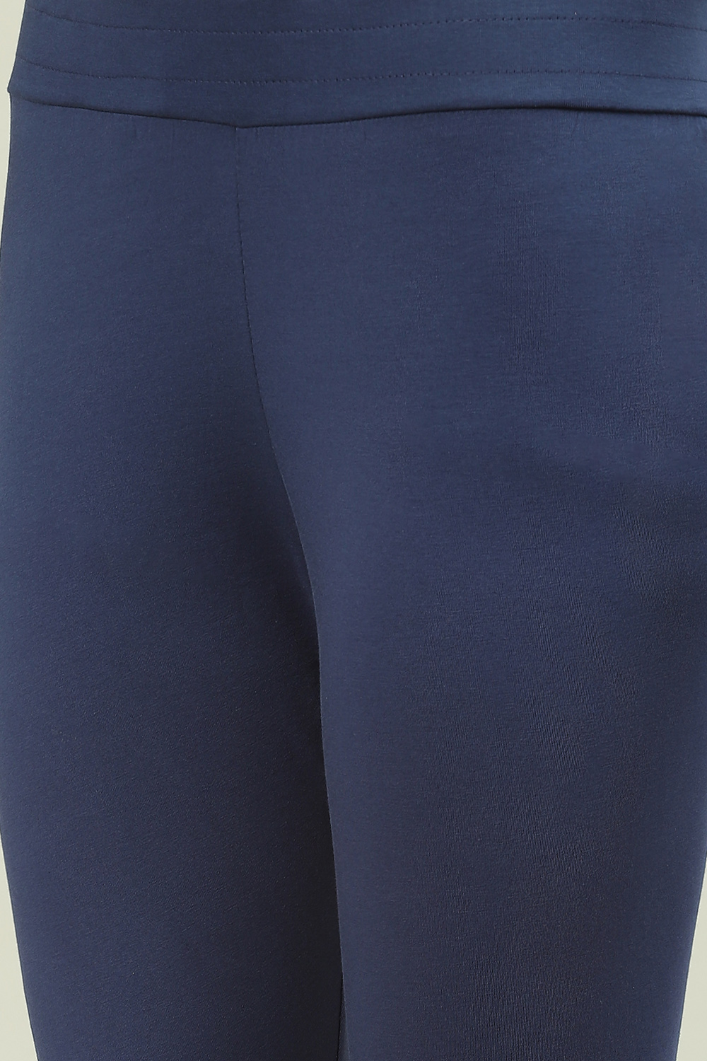 Navy Cotton Blend Solid Leggings image number 1