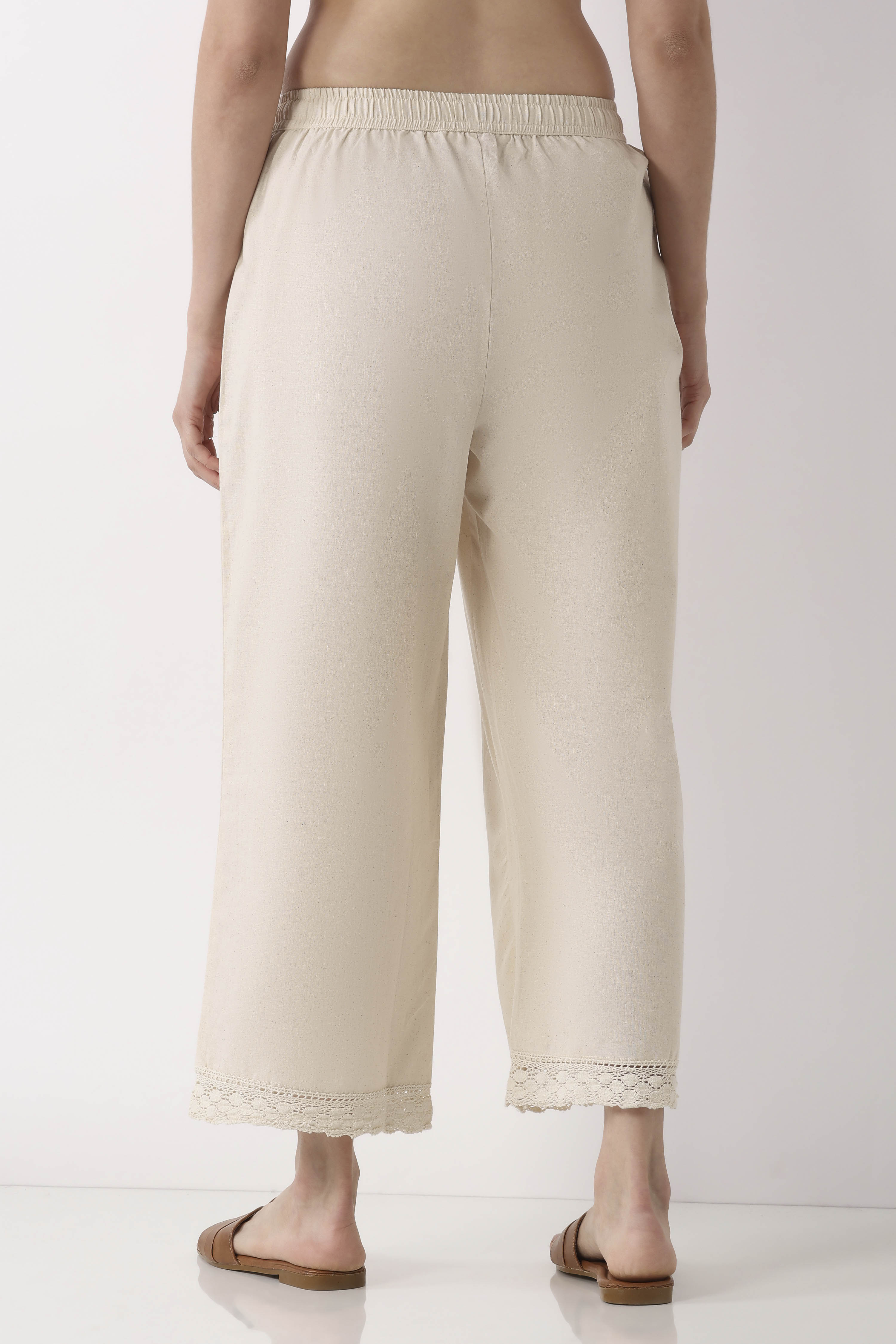 Natural Cotton Straight Palazzos image number 5