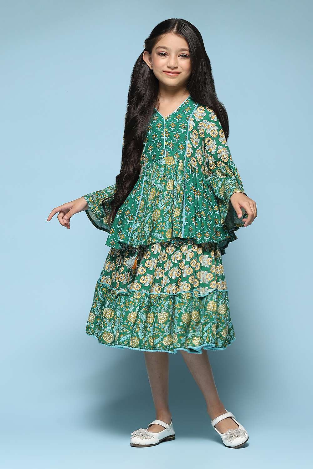 Buy Green Rayon Printed Short Skirt Skirt for INR999.00 Biba India
