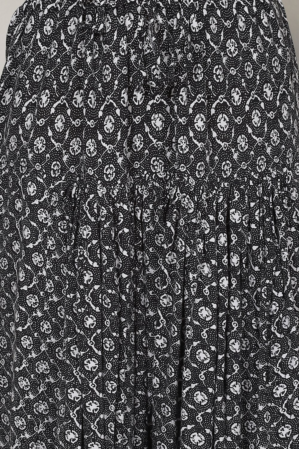 Black Rayon Asymmetric Kurta Salwar Suit Set image number 3