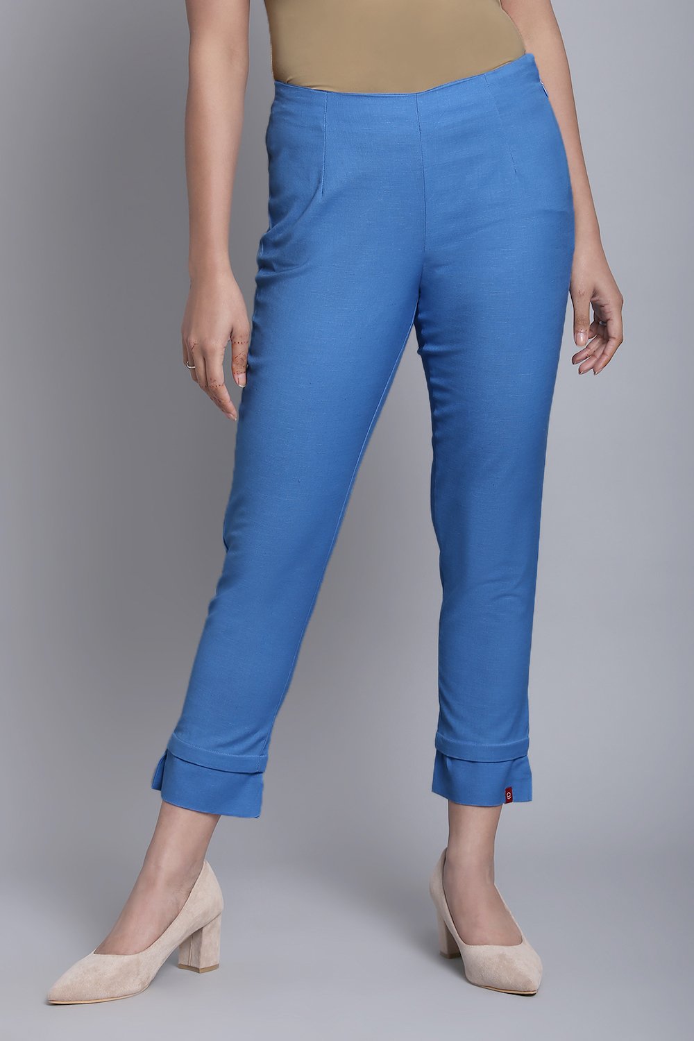 Navy Blue Cotton Flax Pants image number 0