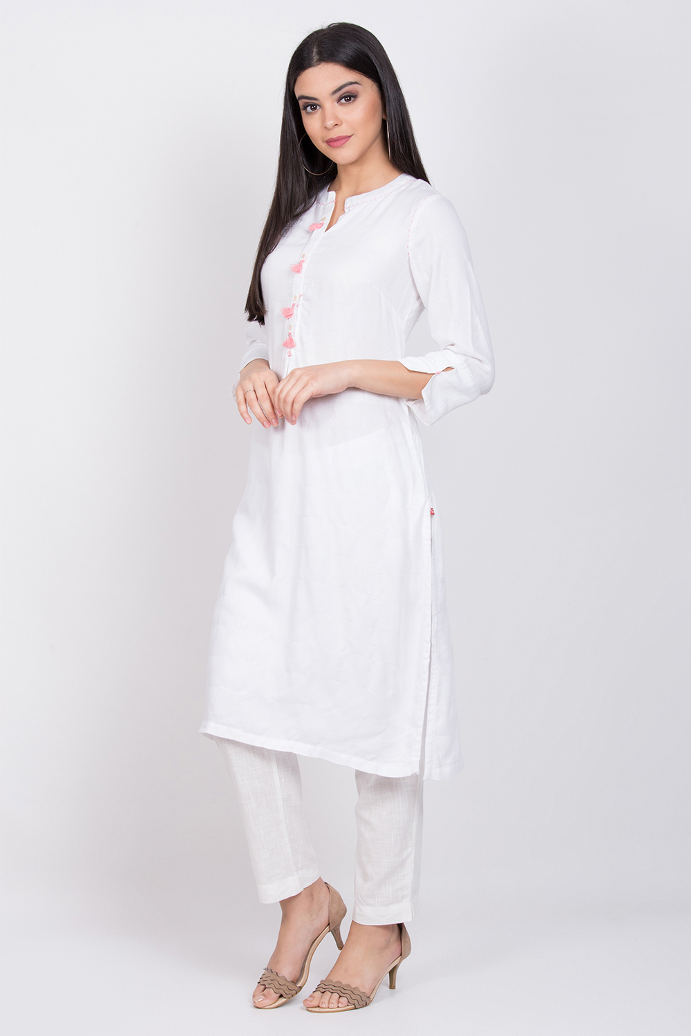 White Rayon Straight Kurta image number 2