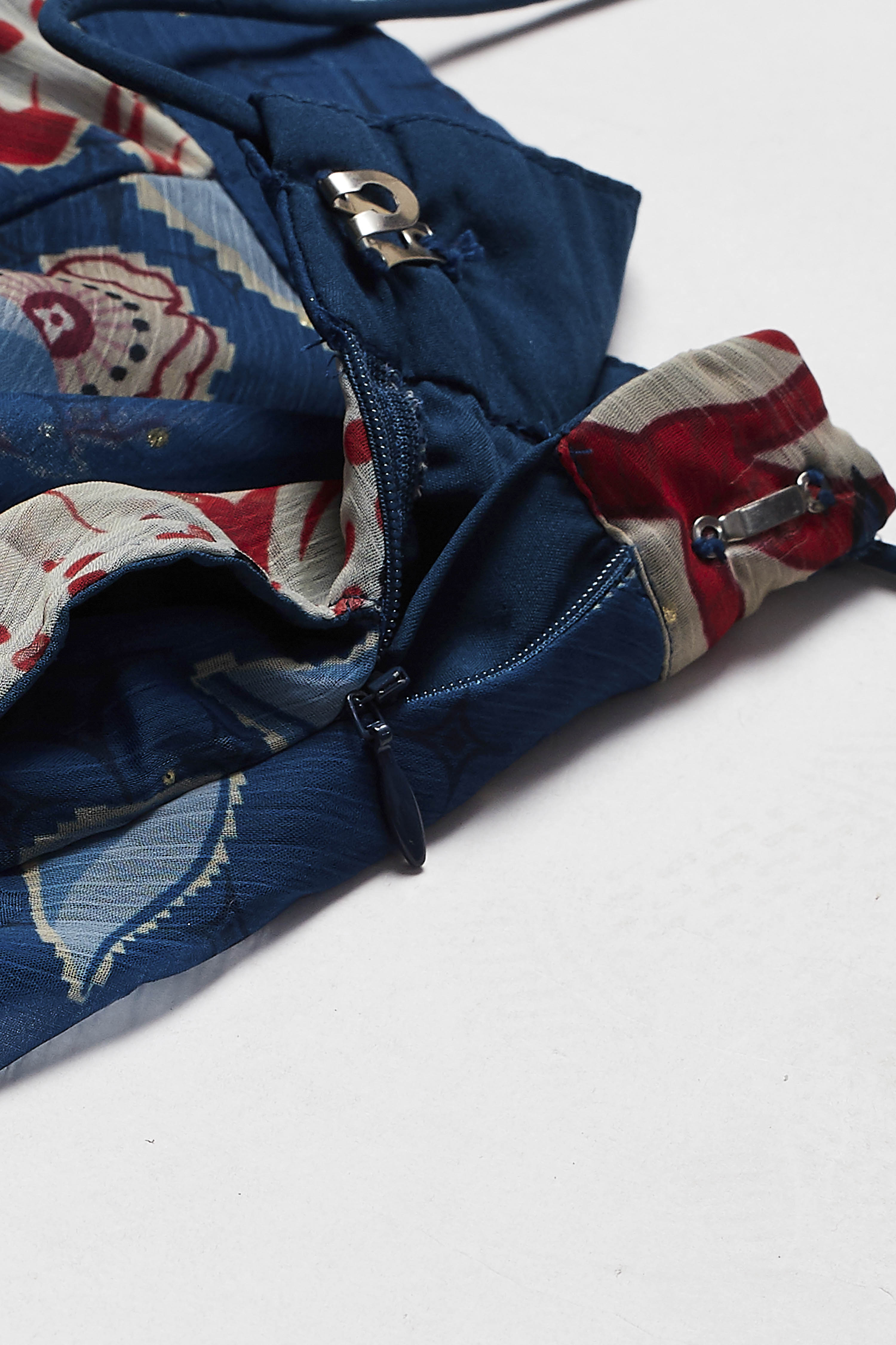 Blue Viscose Rayon Printed Lehenga Set image number 1