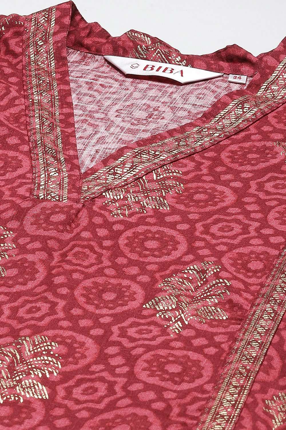 Rust Rayon Straight Printed Kurta image number 1