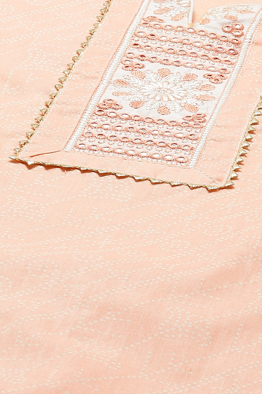 Orange Cotton Screen Print Unstitched Suit Set image number 1