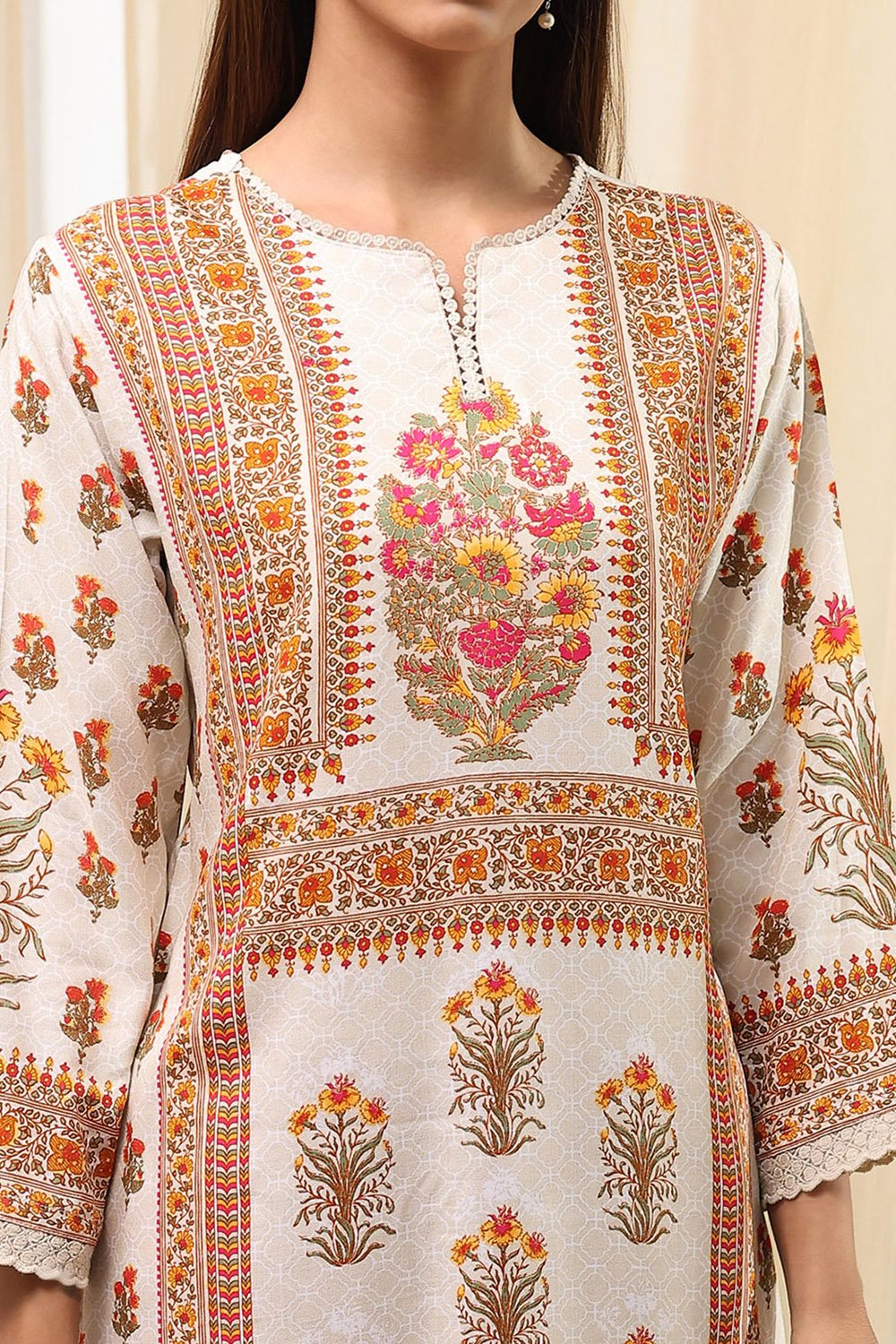Green Viscose Rayon Straight Printed Kurta image number 1