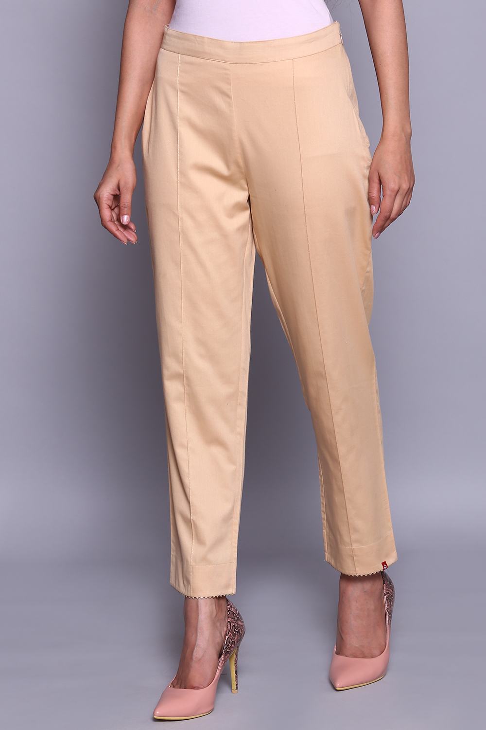 Black Cotton Slim Pants image number 2