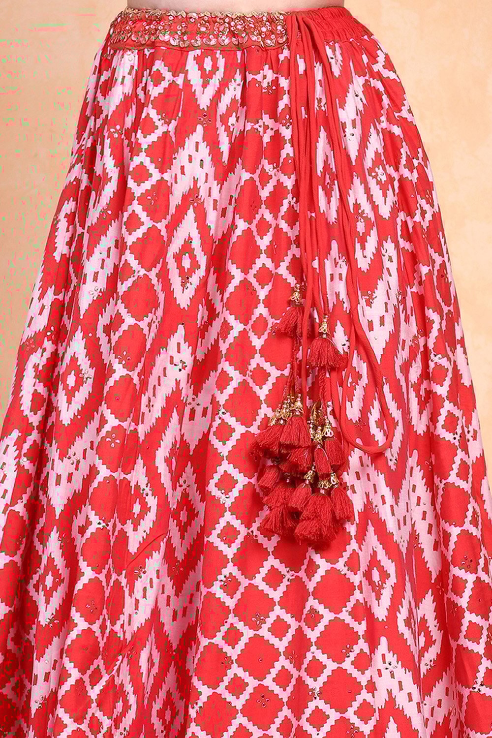Red Polyester Lehenga Set image number 2