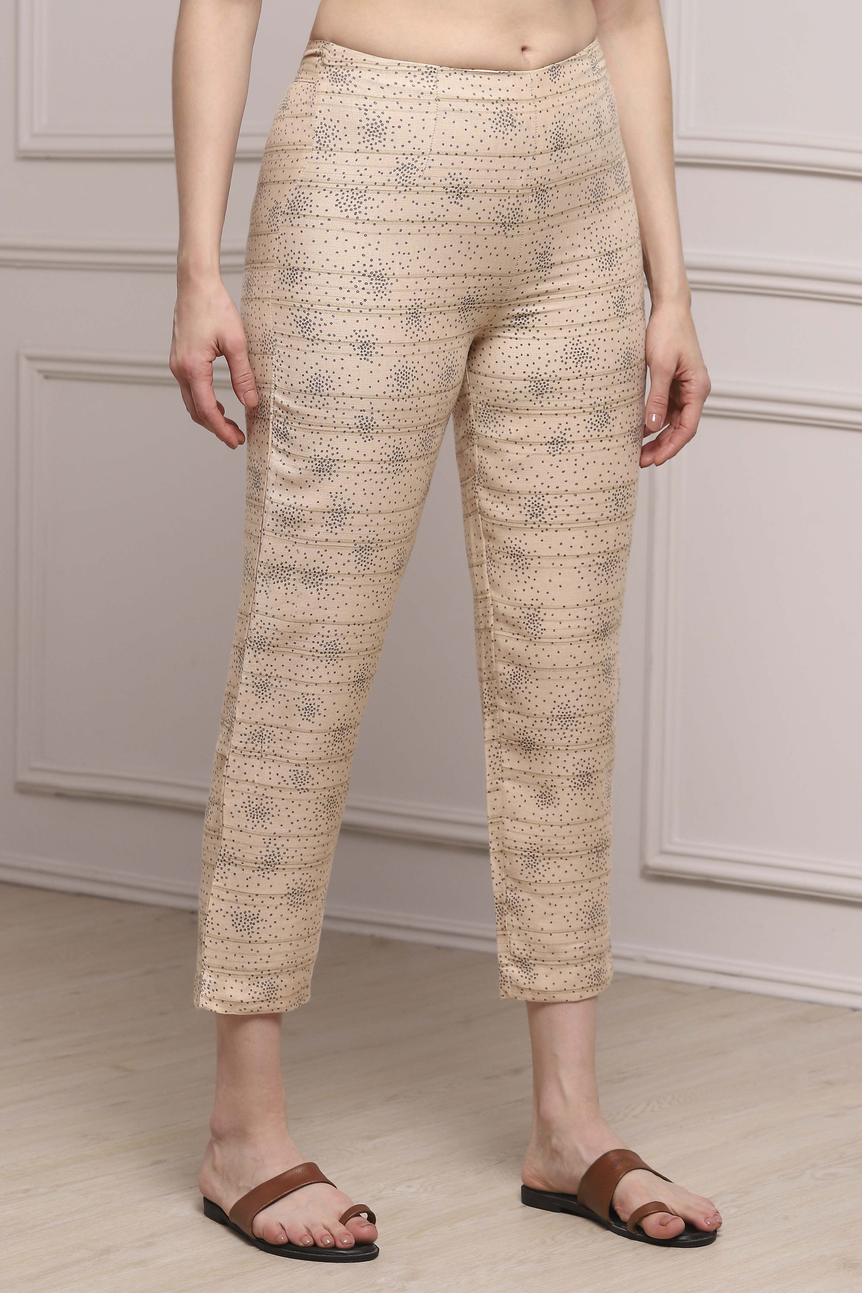 Beige Rayon Pants image number 3