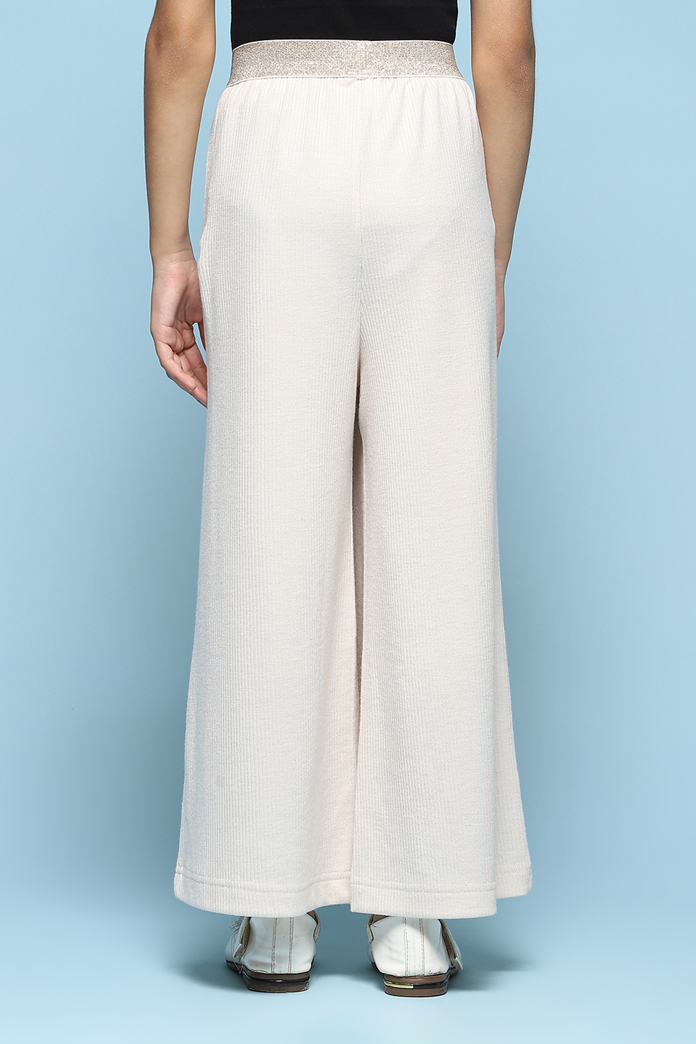 Ivory Cotton Solid Pants image number 4