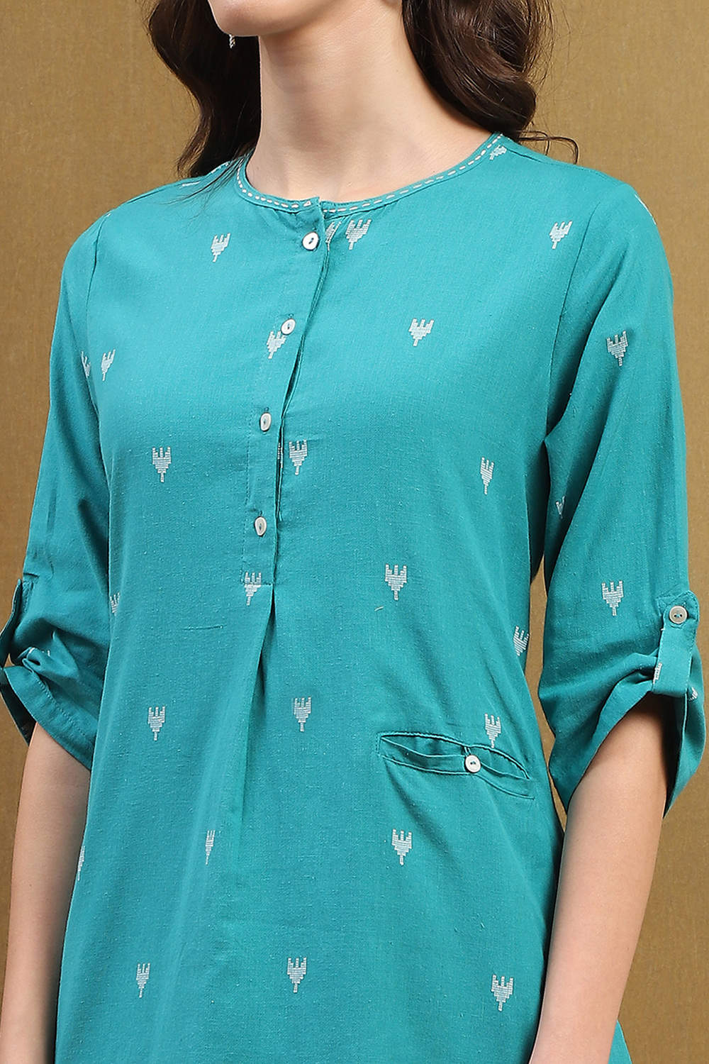 Orange Cotton Printed Straight Suit Set image number 1