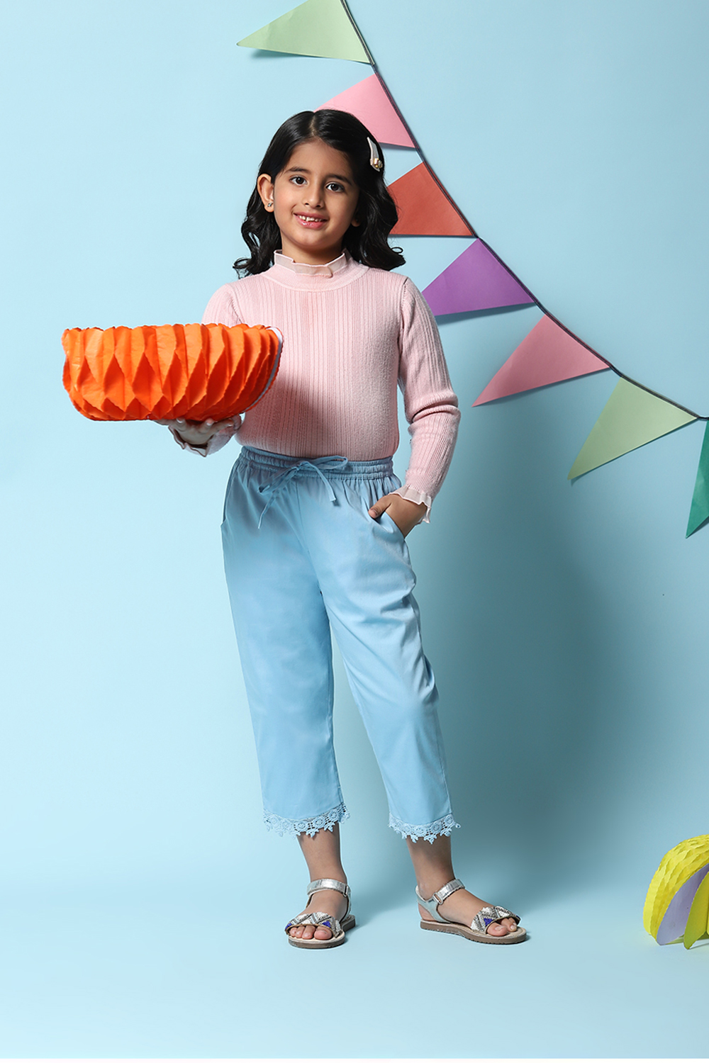 Pink Cotton Blend Capris image number 0
