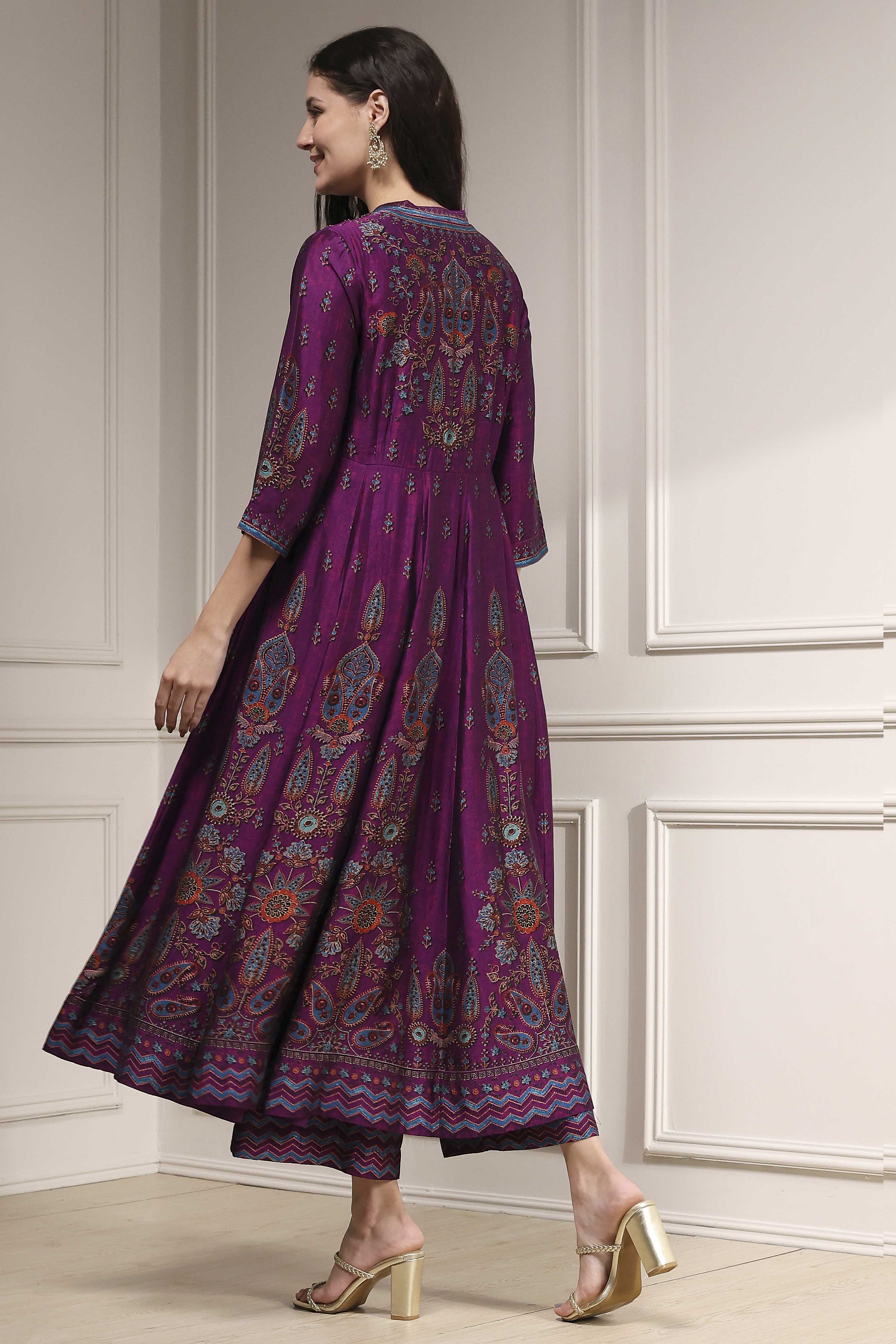 Green Printed Anarkali Suit Set image number 4