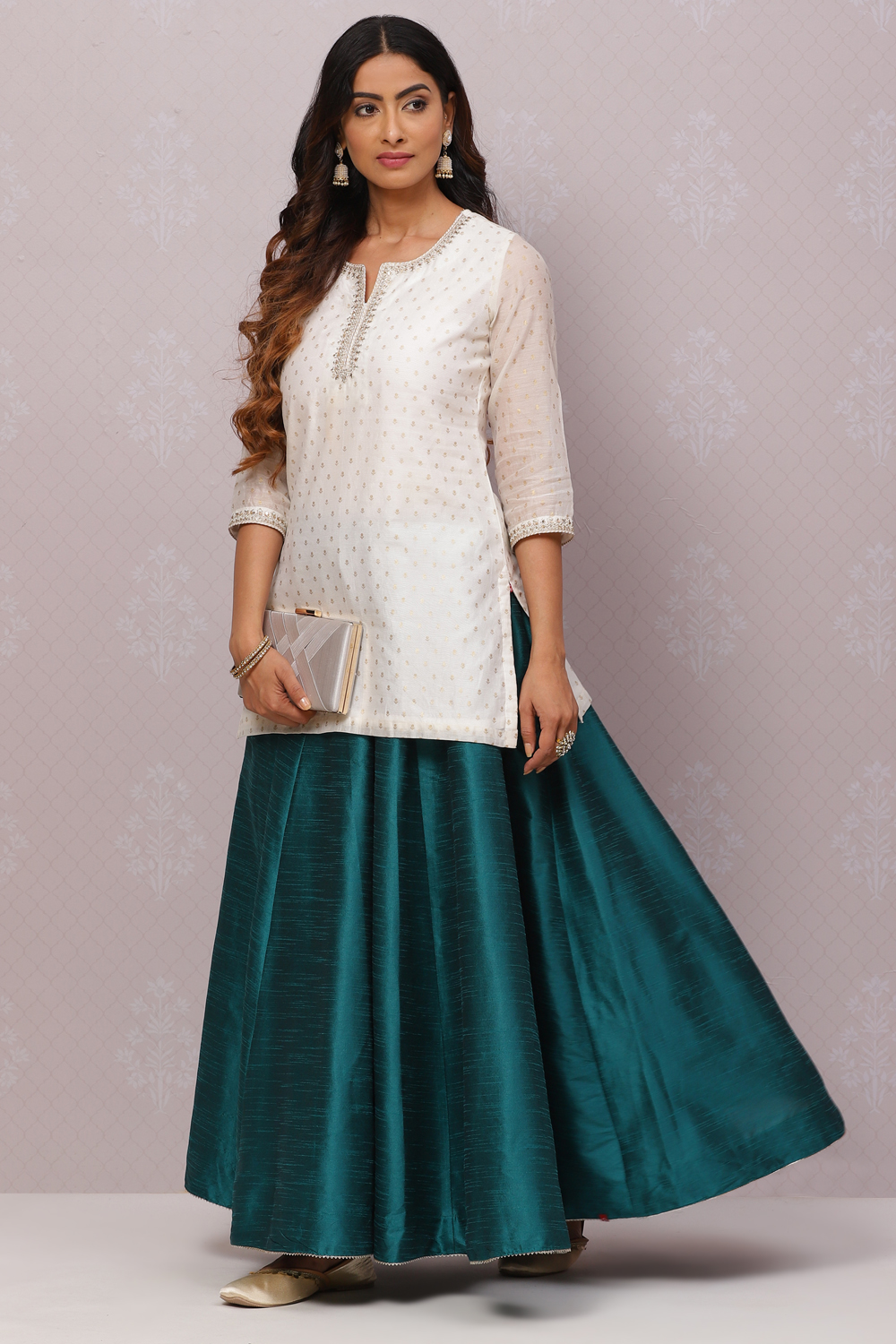 Peacock Flared Art Silk Skirts image number 4