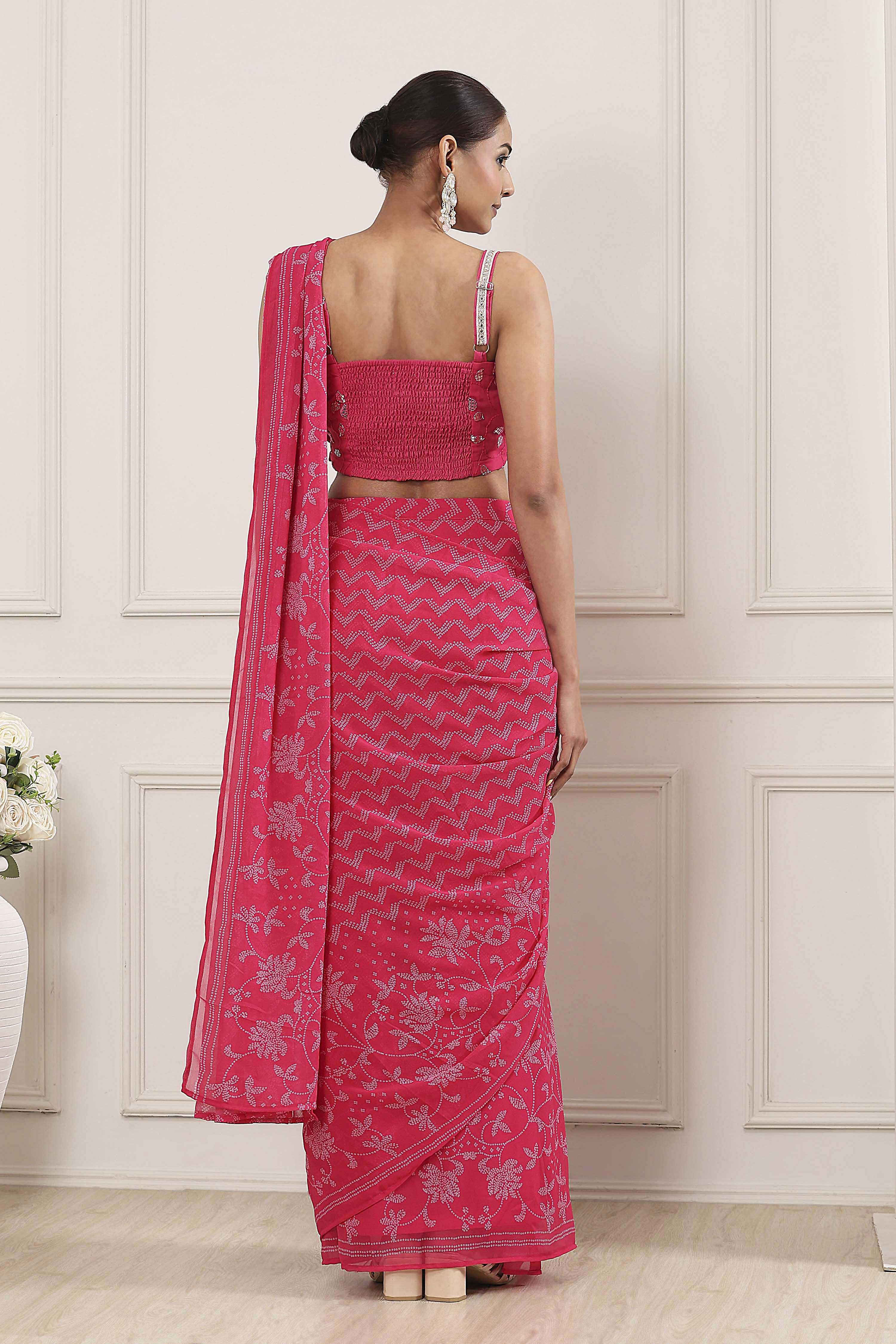 Pink Poly Georgette Regular Saree image number 4
