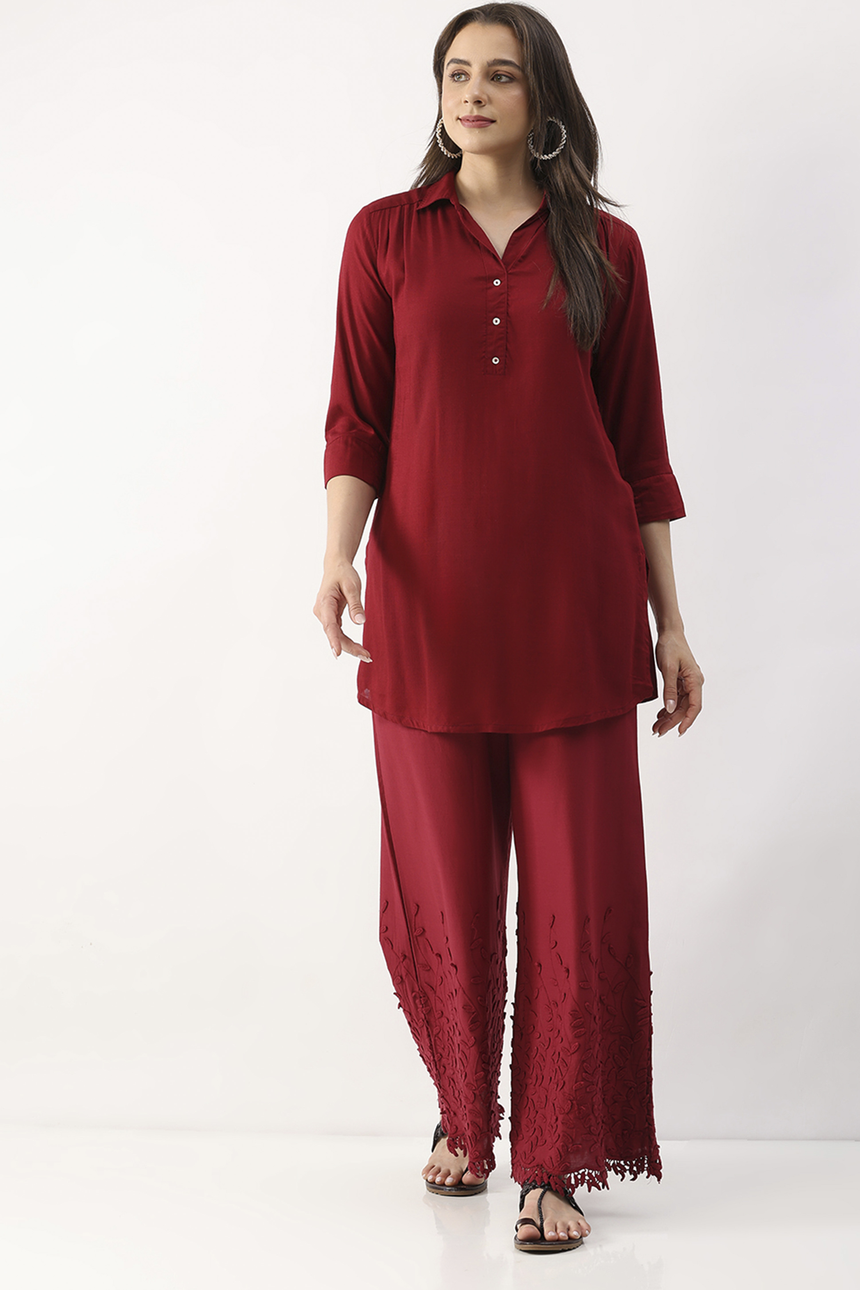 Black Cotton Flared Palazzo image number 0