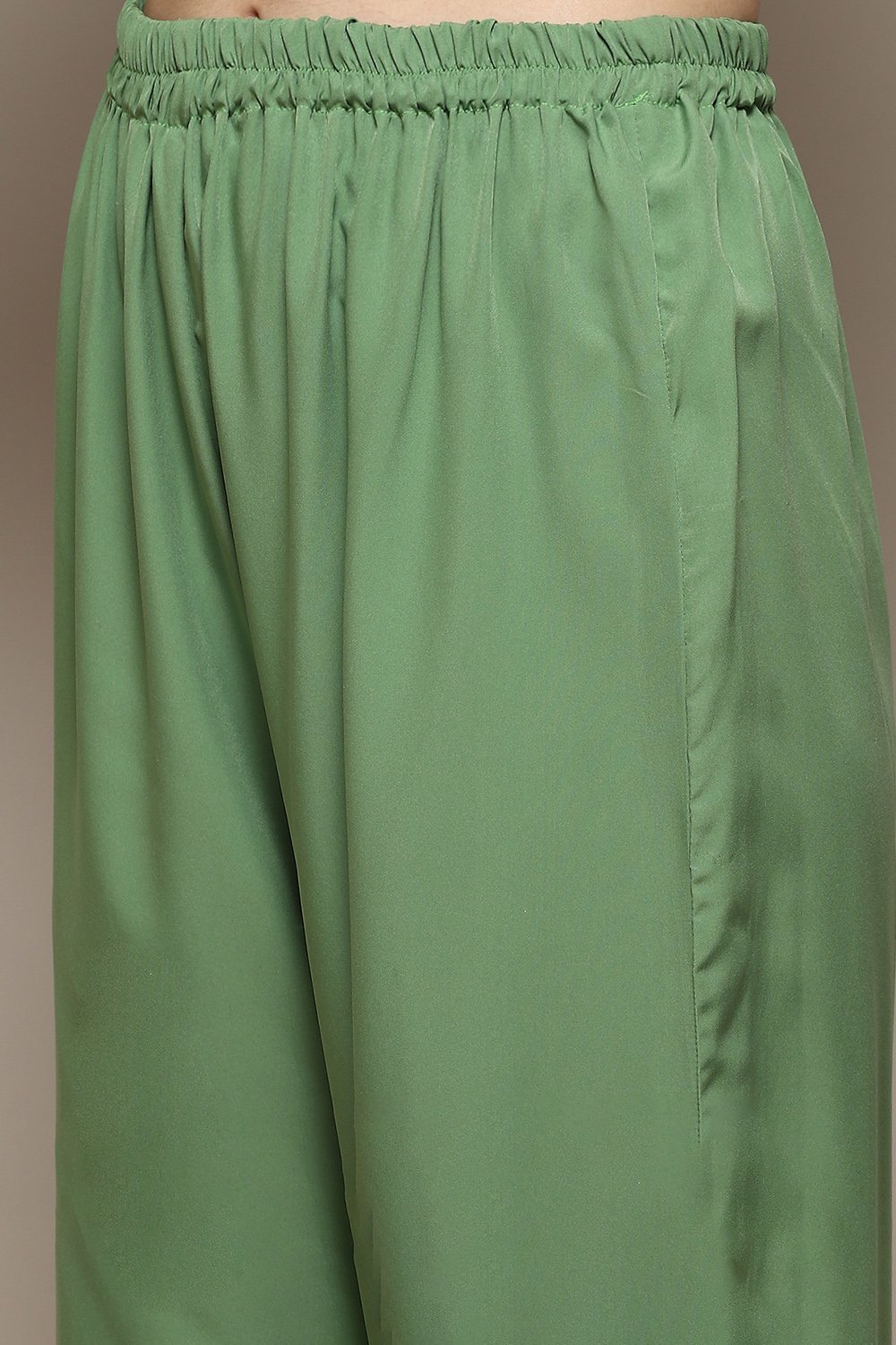 Green Cotton Blend Digital Print Unstitched Suit Set image number 3