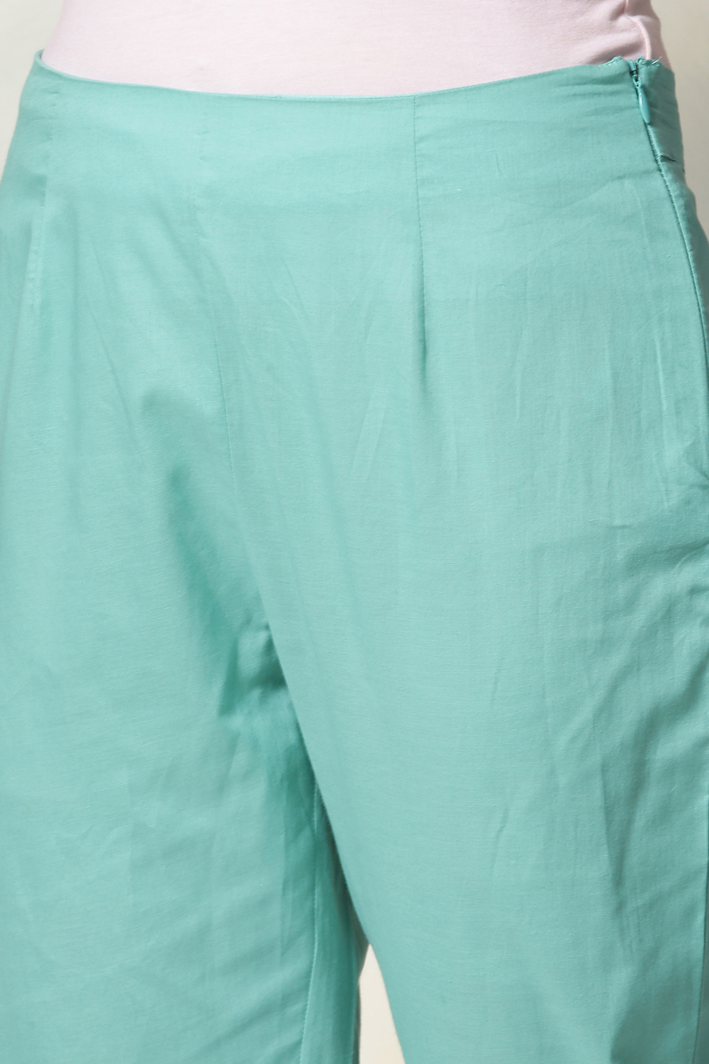 Sea Green Viscose Kalidar Kurta Pants Suit Set image number 2